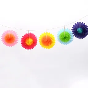 Mini paper fan set - Multi bright Color Party Decorations