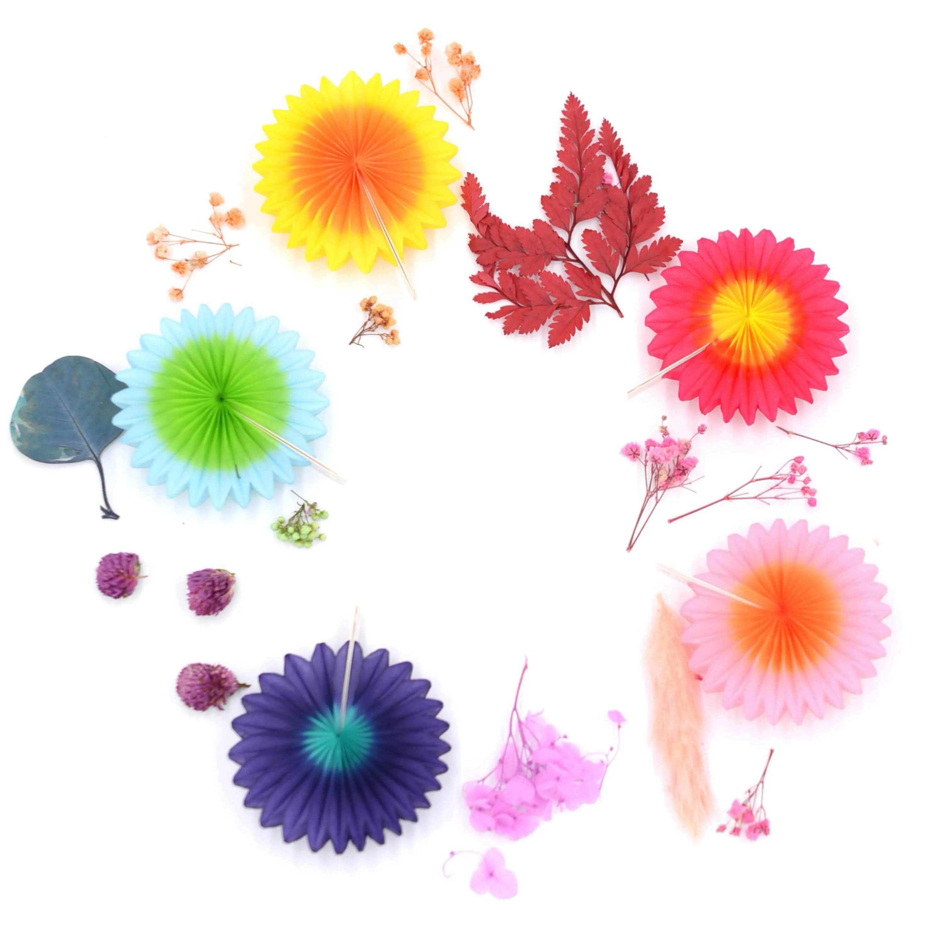 Mini paper fan set - Multi bright Color Party Decorations