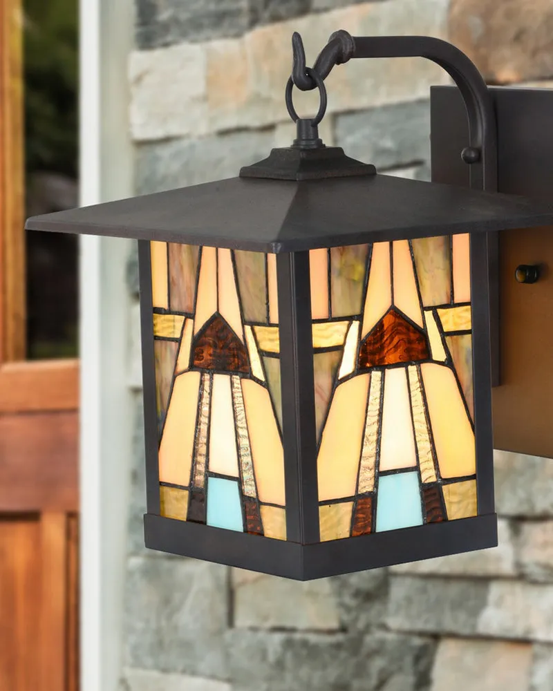 Mission Craftsman Stained Glass Wall Sconce - Cream