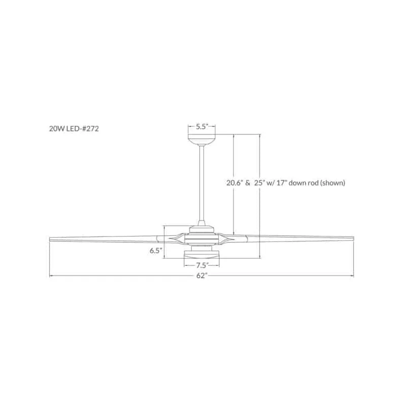 Modern Fan Torsion 62" Ceiling Fan with LED Light Kit, 20W