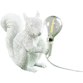 Modern Resin Squirrel Table Light, Resin Squirrel Lighting Fixture for Living Room, Bedroom, Office, College Dorm (White)