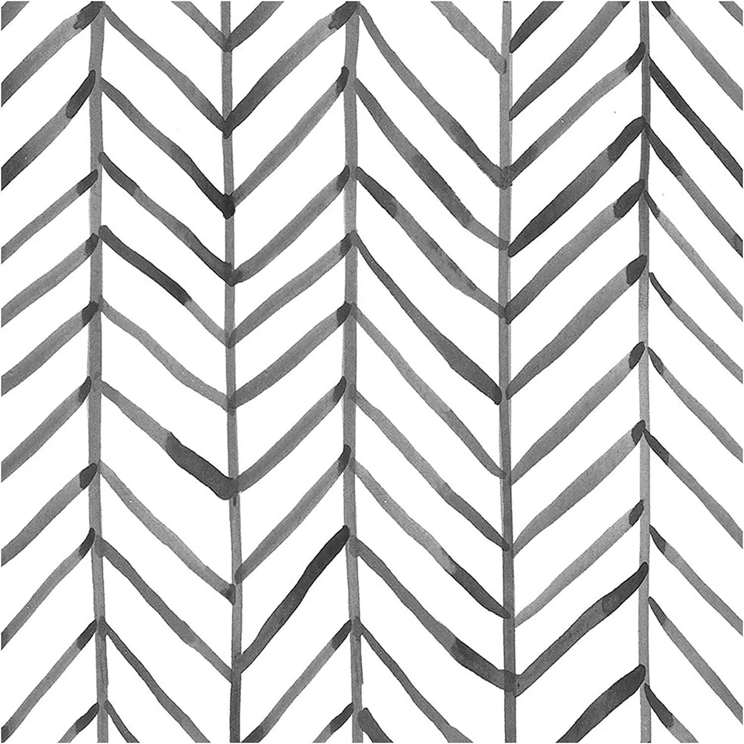 Modern Stripe Peel and Stick Wallpaper Herringbone Black White Vinyl