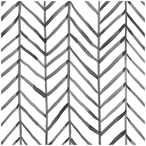 Modern Stripe Peel and Stick Wallpaper Herringbone Black White Vinyl