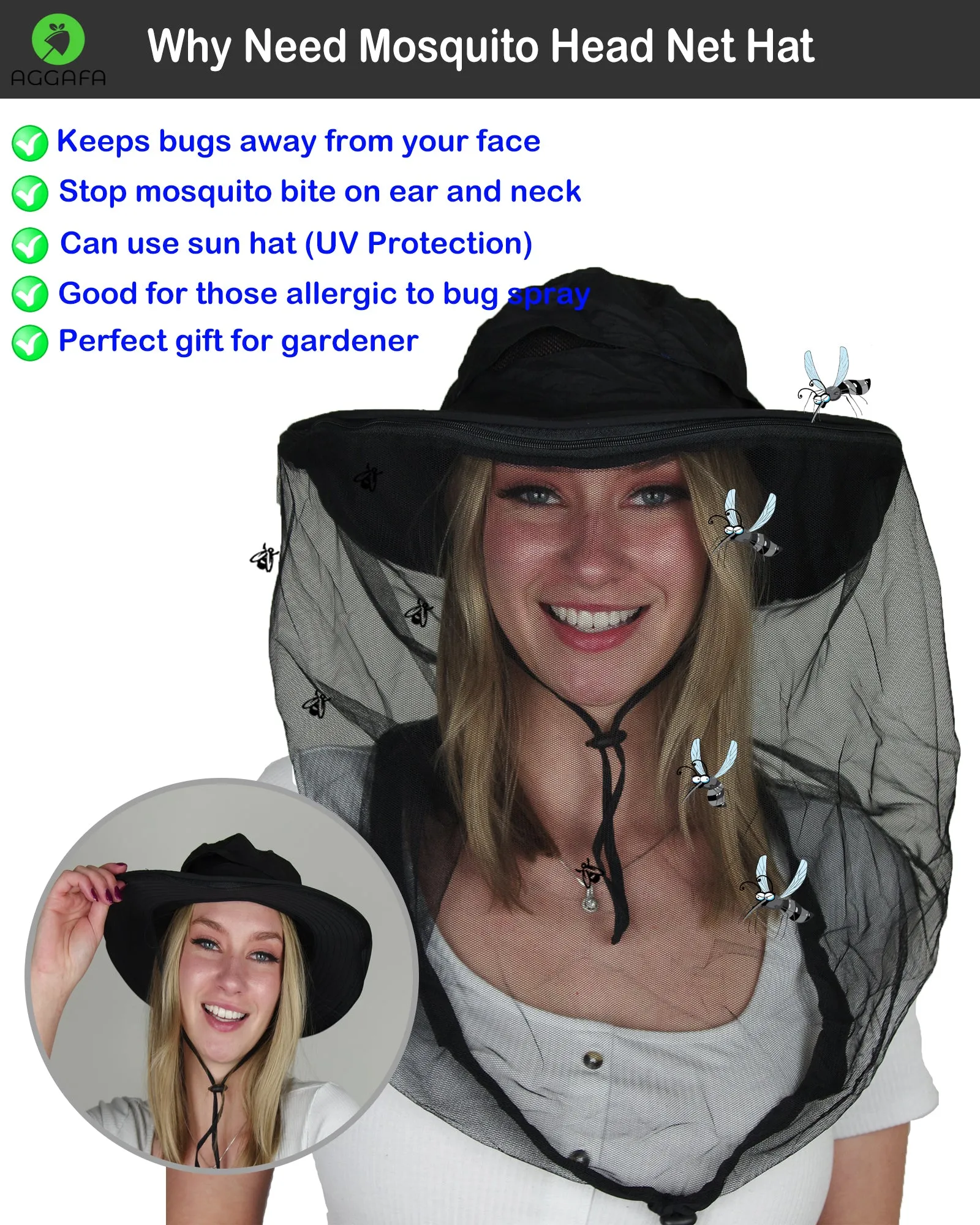 Mosquito hat (Black) and Mosquito sleeve (Medium)