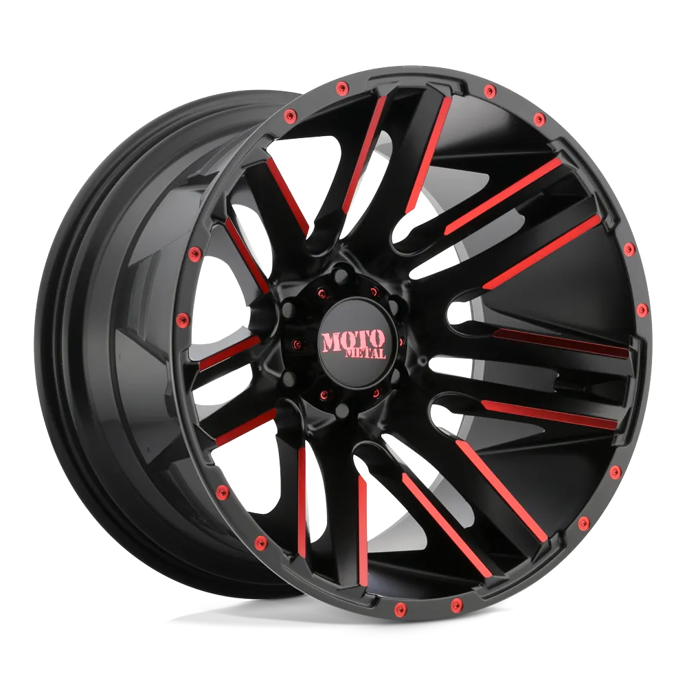 Moto Metal MO978 Razor 20X10 5X127 -24 mm Satin Black Machined Red Tint