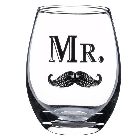 Mr. Drink Glass with Mustache Theme (Pack of 4)