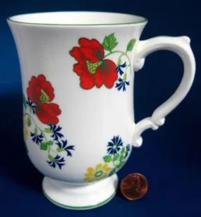 Mug English Garden Bone China Red Blue Green Crown Staffordshire Grandmug 1950s