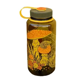 Mustard Beetle Toad & Mushroom 32oz Wide Mouth Nalgene Water Bottle