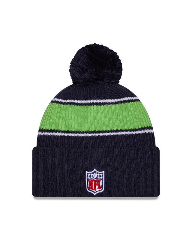 New Era Men's NFL Seattle Seahawks Sideline 24 Sport Pom Knit Toque