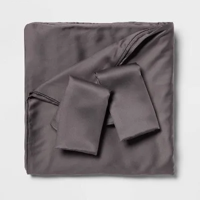 New - King TENCEL Duvet Cover and Sham Set Dark Gray - Threshold