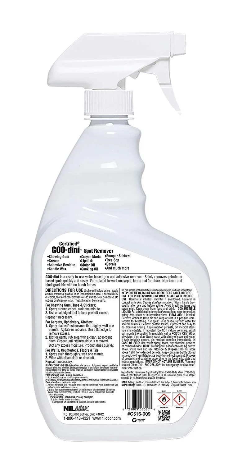 Nilodor C516-009 GOO-dini Grease/Oil/Tar/Adhesive Remover, 1 Quart