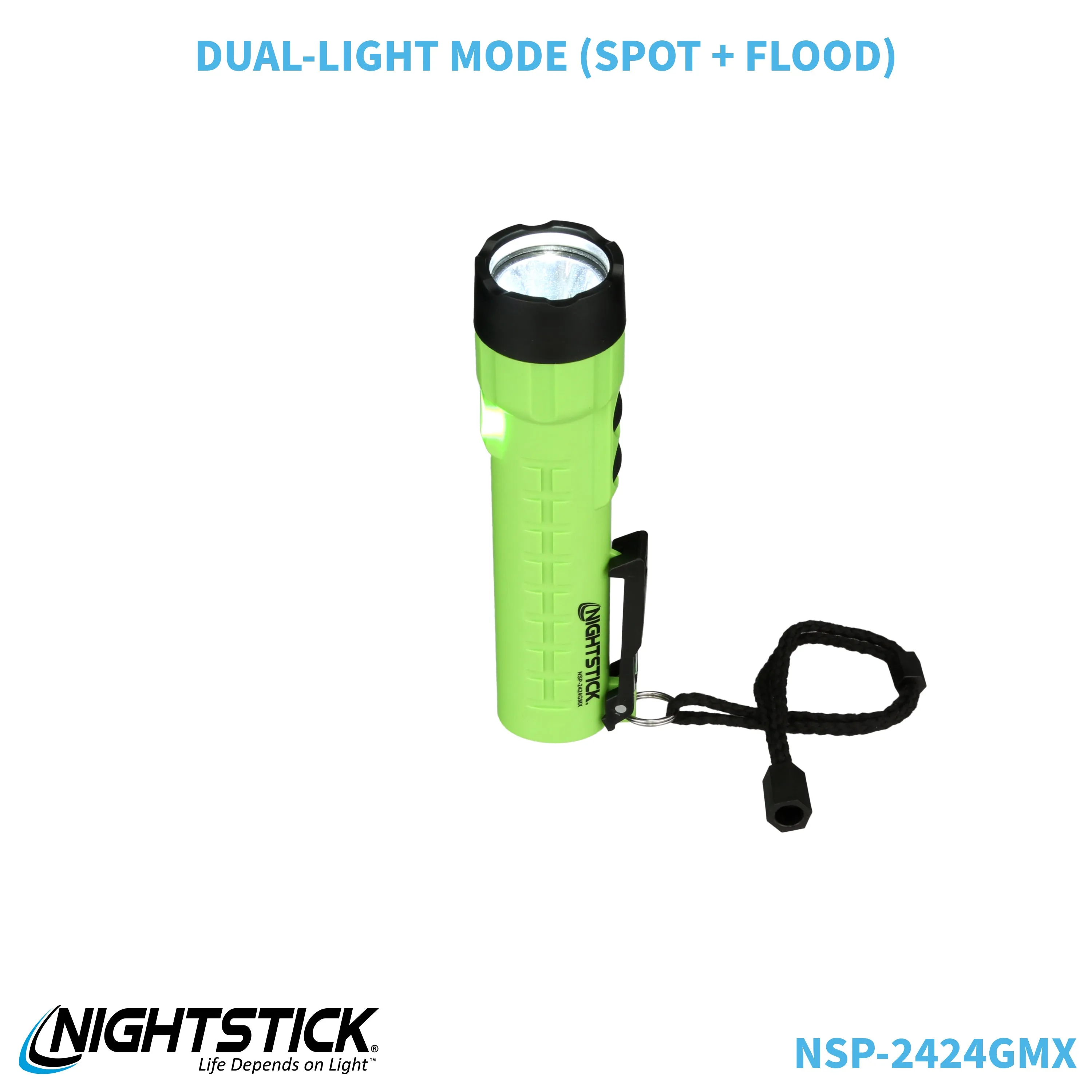 NSP-2424GMX: Dual-Light Flashlight w/Dual Magnets - 3 AA