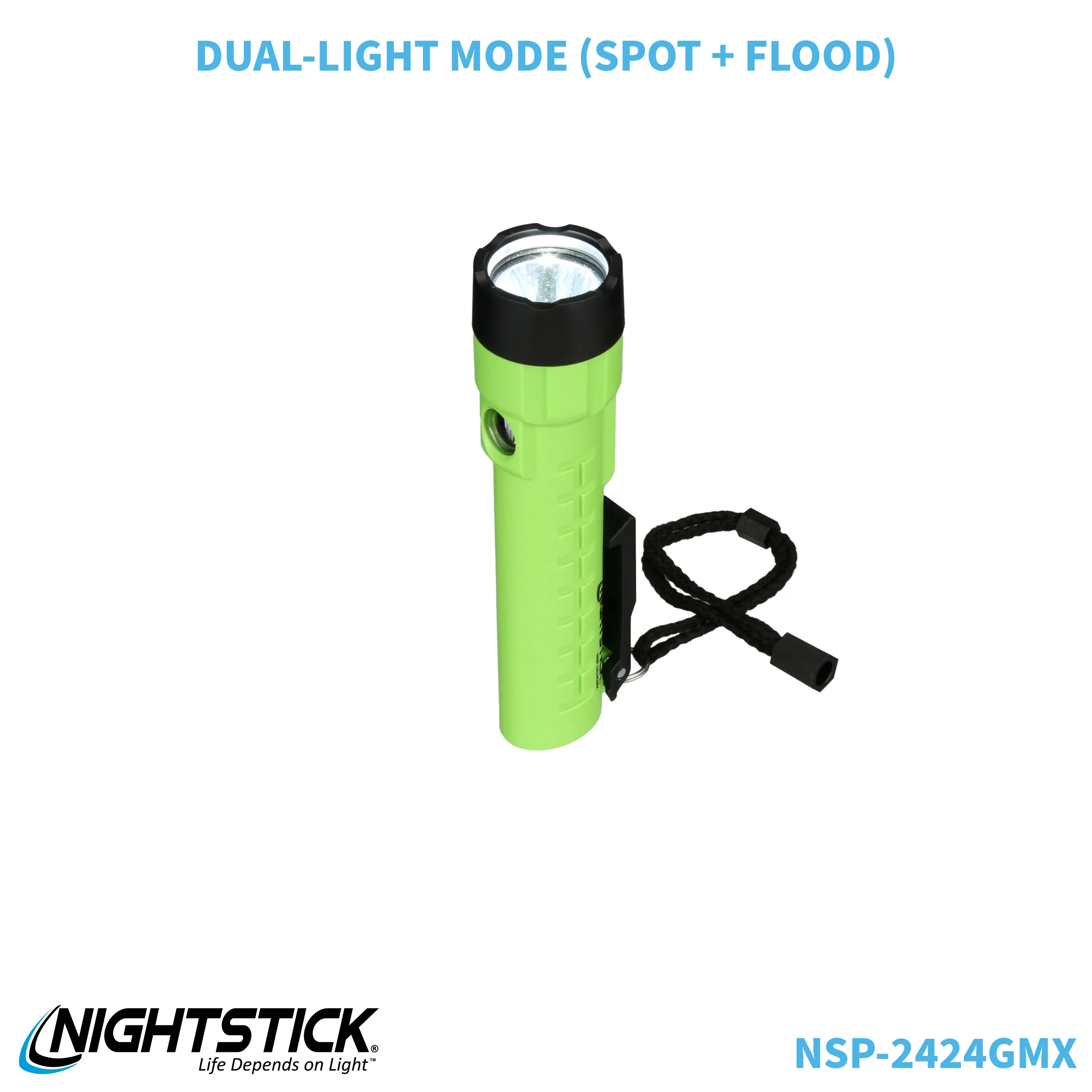 NSP-2424GMX: Dual-Light Flashlight w/Dual Magnets - 3 AA