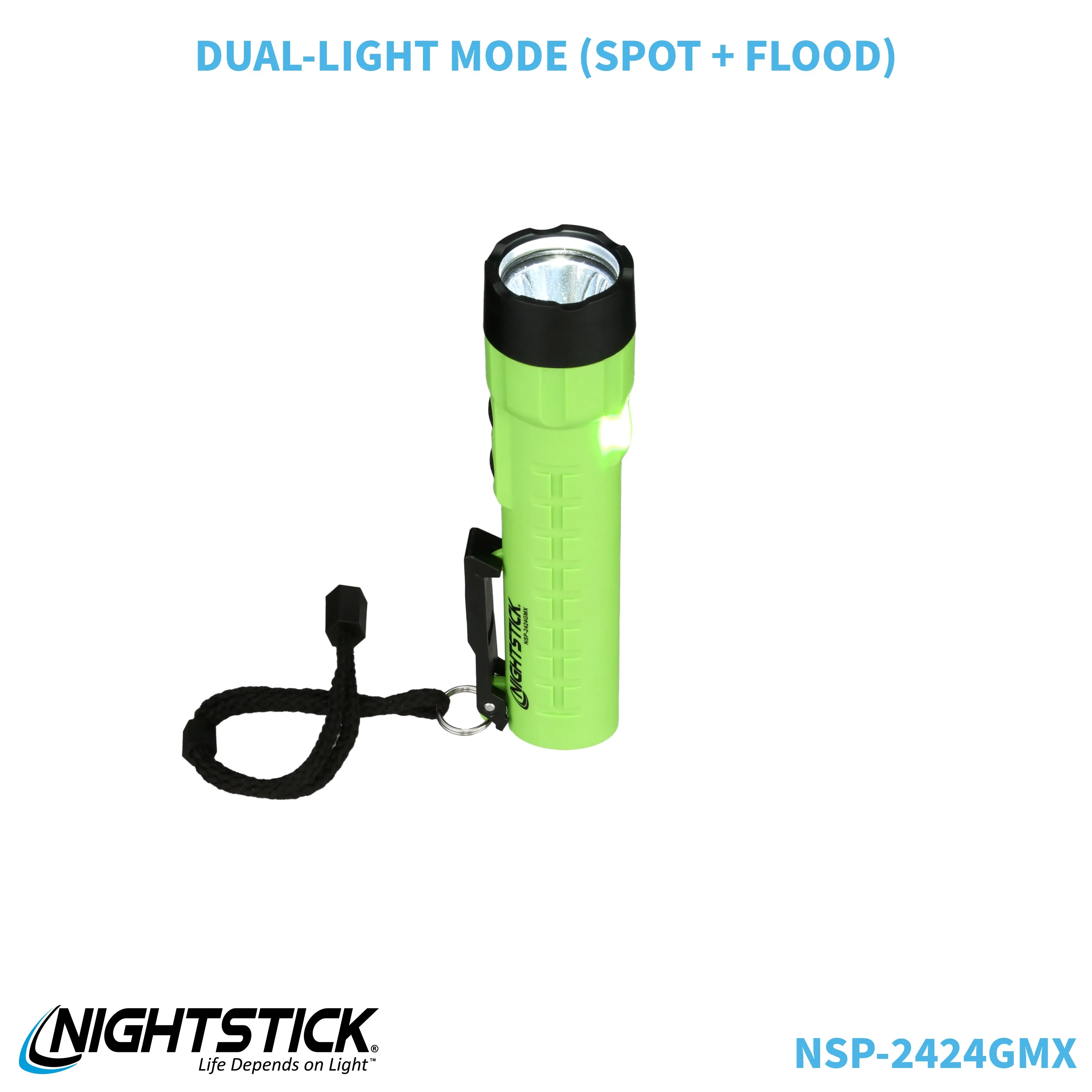 NSP-2424GMX: Dual-Light Flashlight w/Dual Magnets - 3 AA