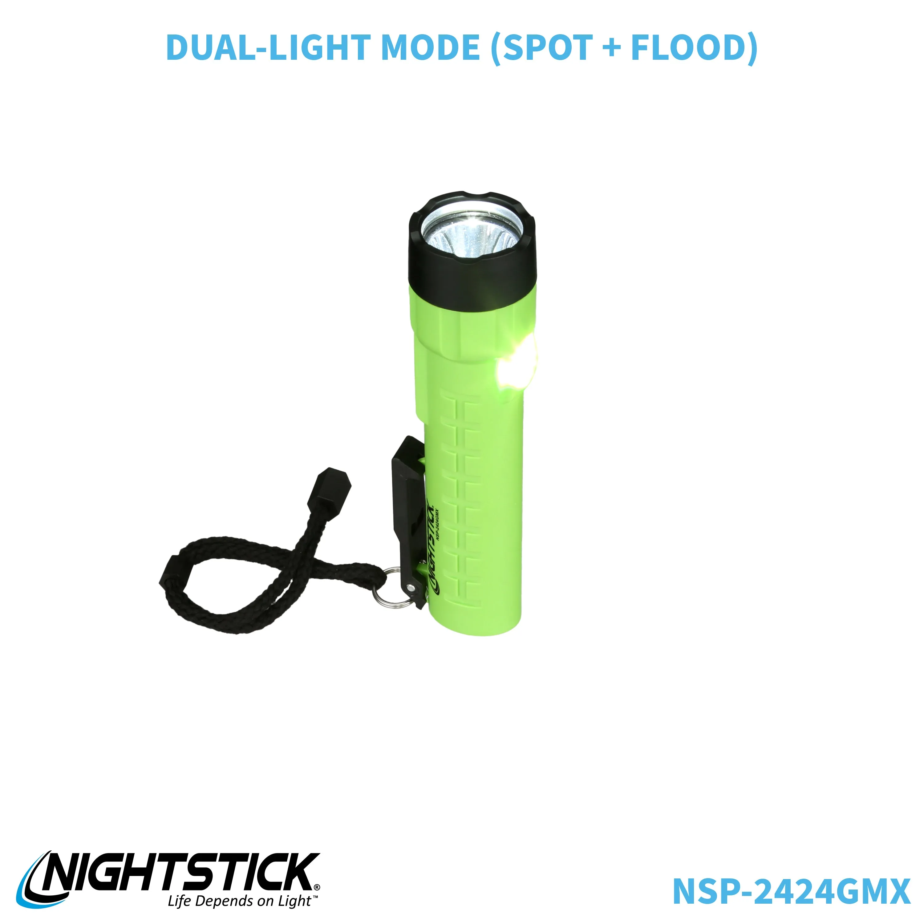 NSP-2424GMX: Dual-Light Flashlight w/Dual Magnets - 3 AA