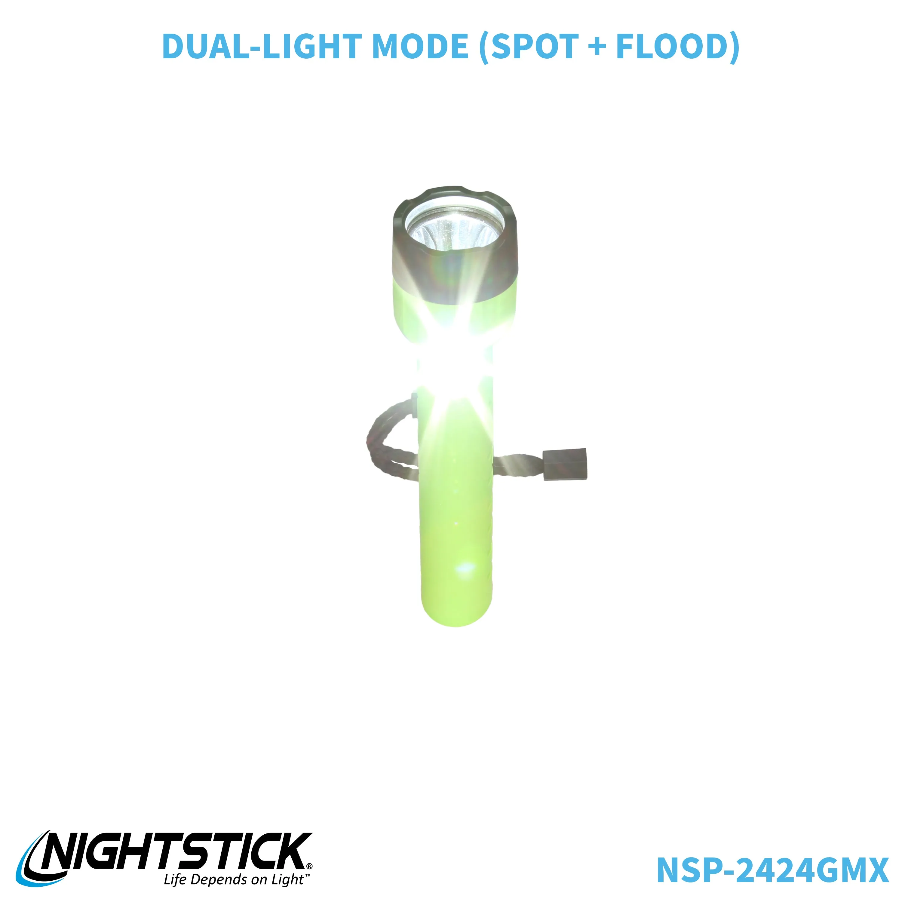 NSP-2424GMX: Dual-Light Flashlight w/Dual Magnets - 3 AA