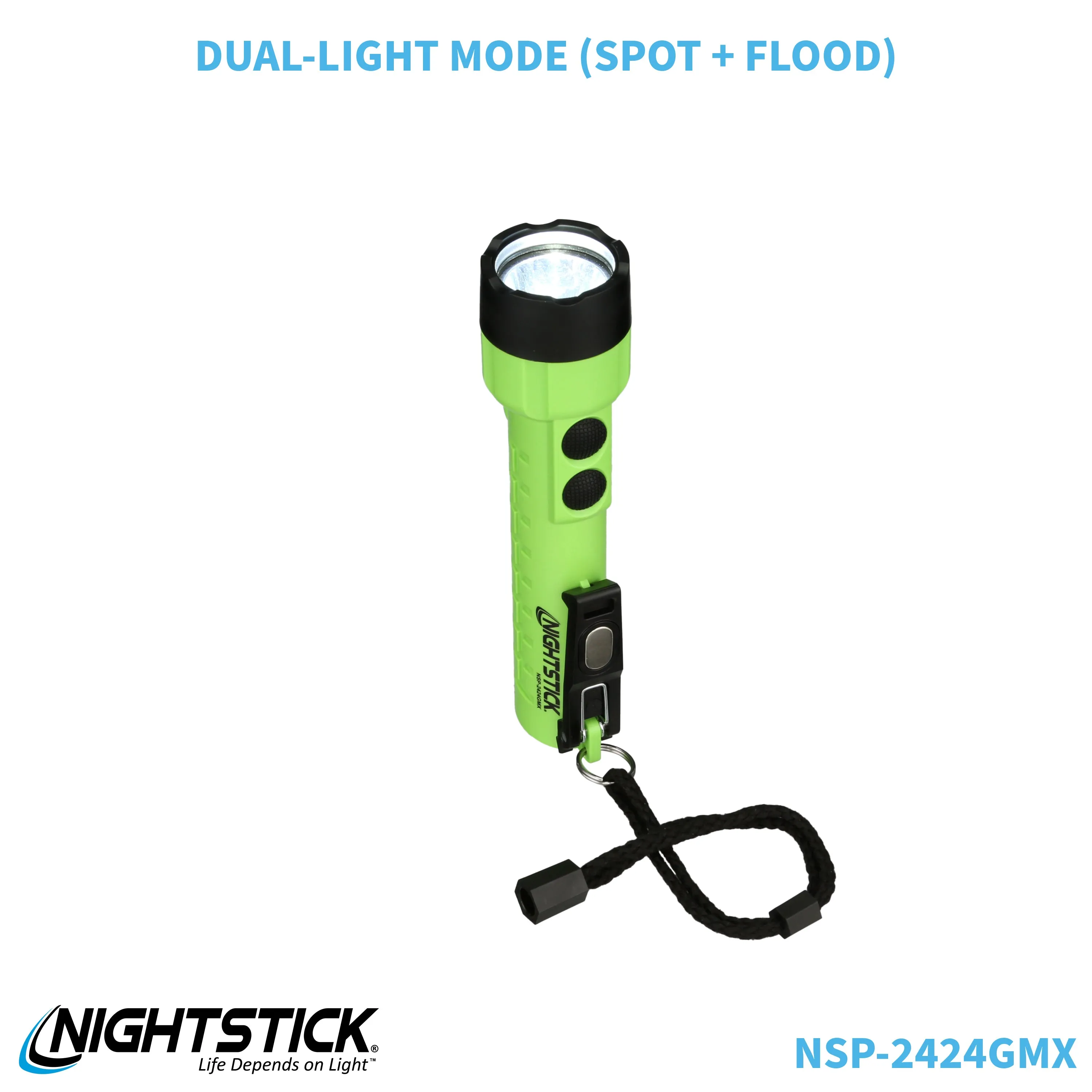 NSP-2424GMX: Dual-Light Flashlight w/Dual Magnets - 3 AA