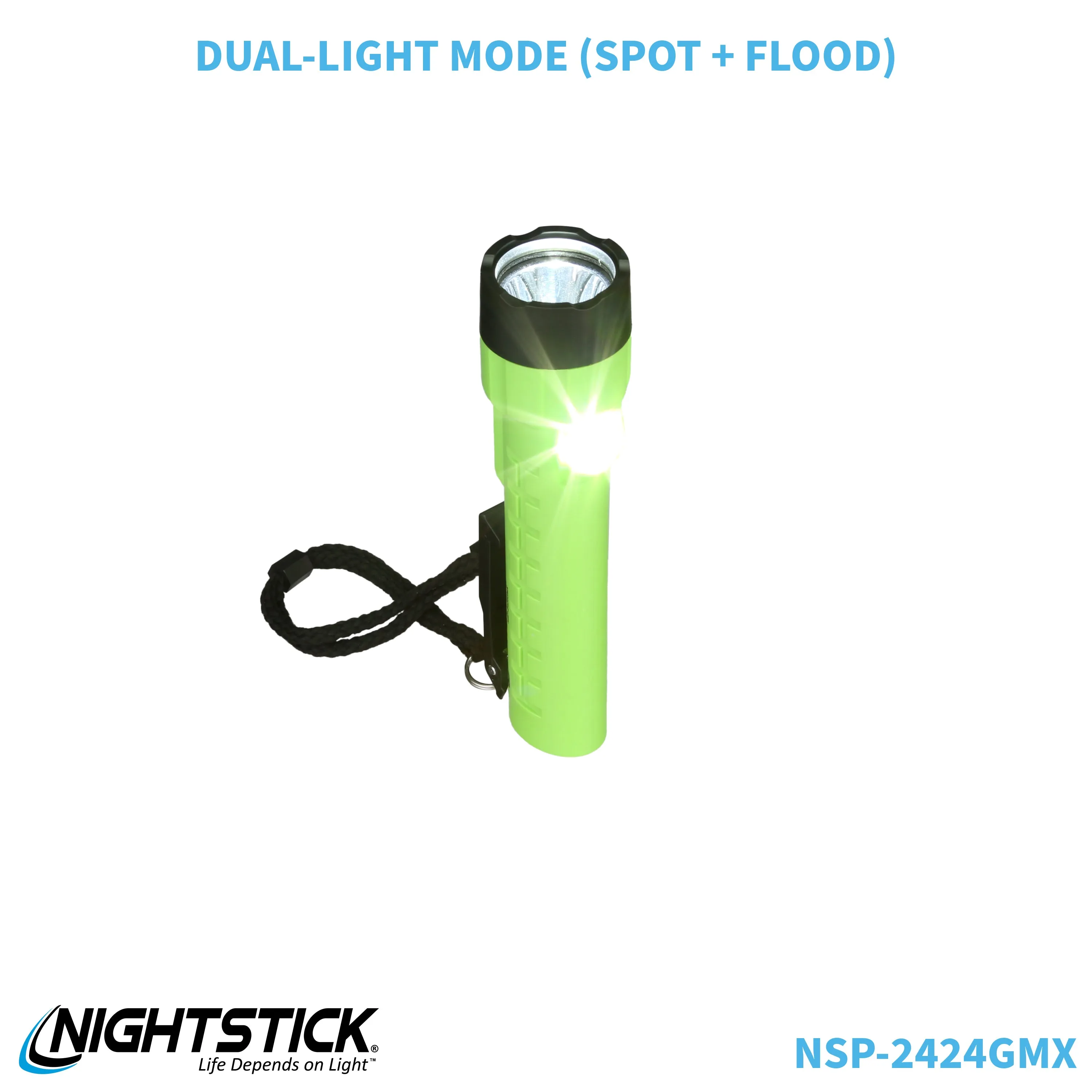 NSP-2424GMX: Dual-Light Flashlight w/Dual Magnets - 3 AA