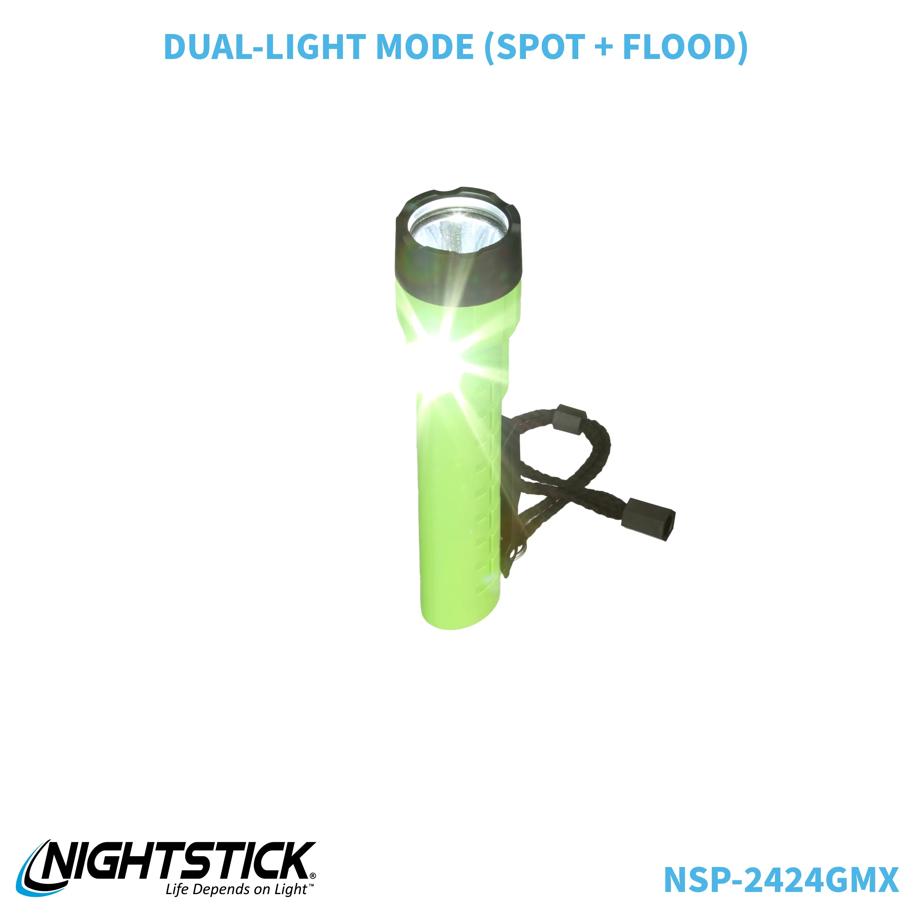 NSP-2424GMX: Dual-Light Flashlight w/Dual Magnets - 3 AA