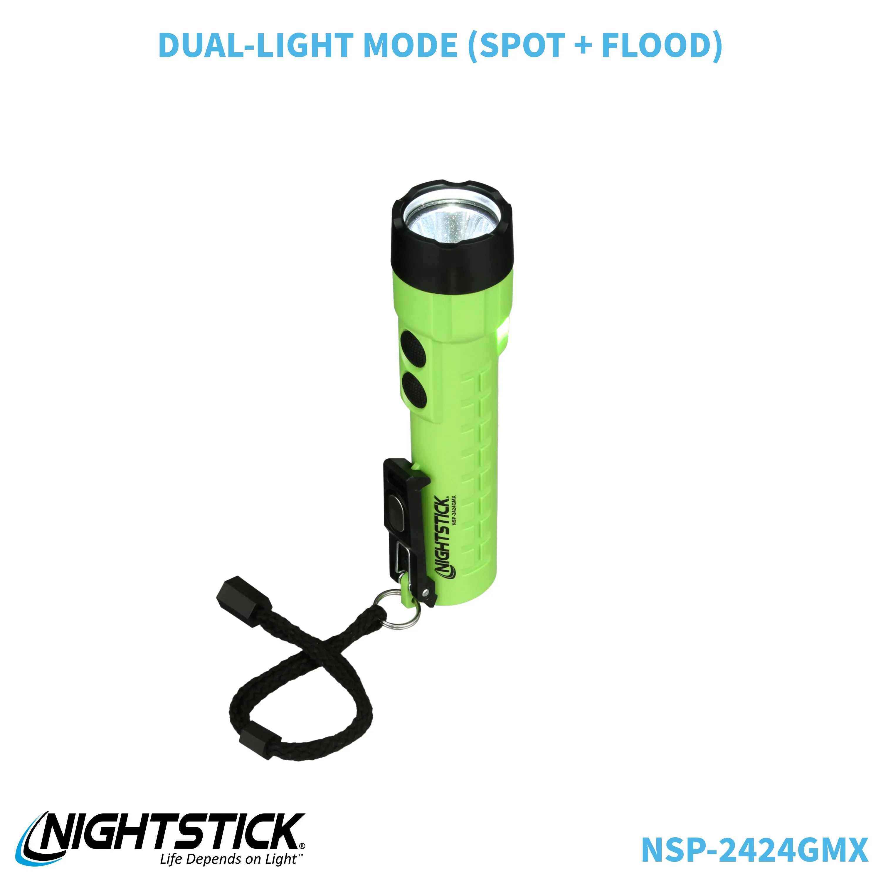 NSP-2424GMX: Dual-Light Flashlight w/Dual Magnets - 3 AA