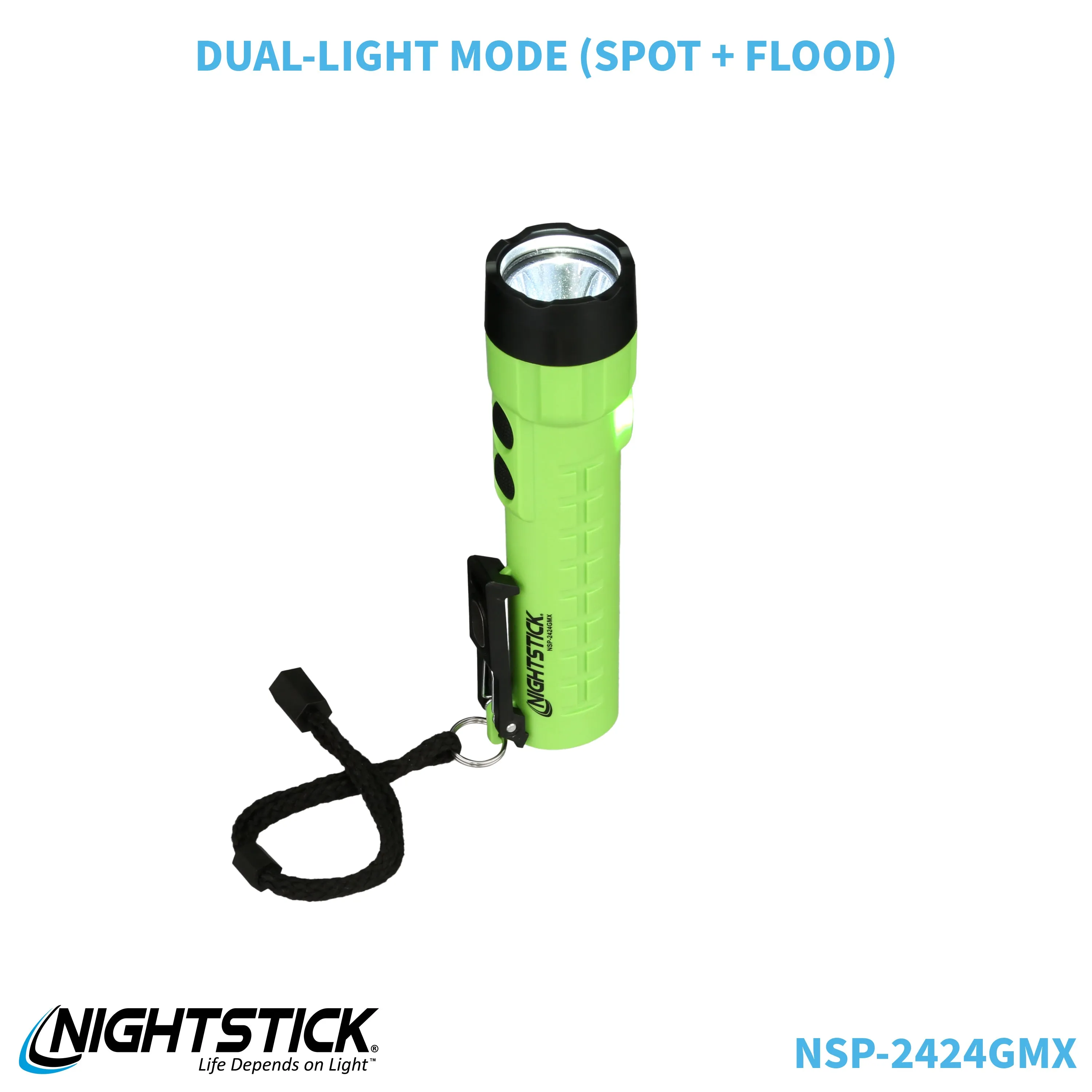 NSP-2424GMX: Dual-Light Flashlight w/Dual Magnets - 3 AA