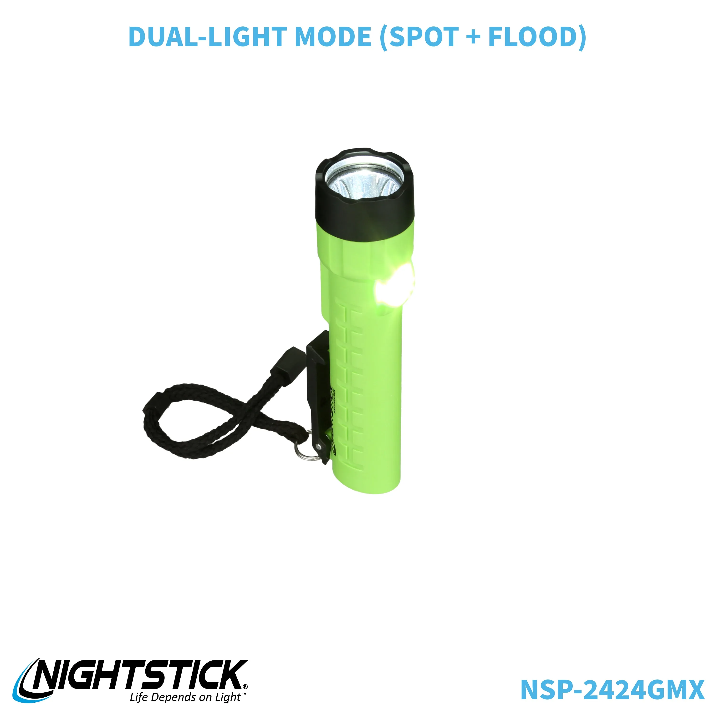 NSP-2424GMX: Dual-Light Flashlight w/Dual Magnets - 3 AA