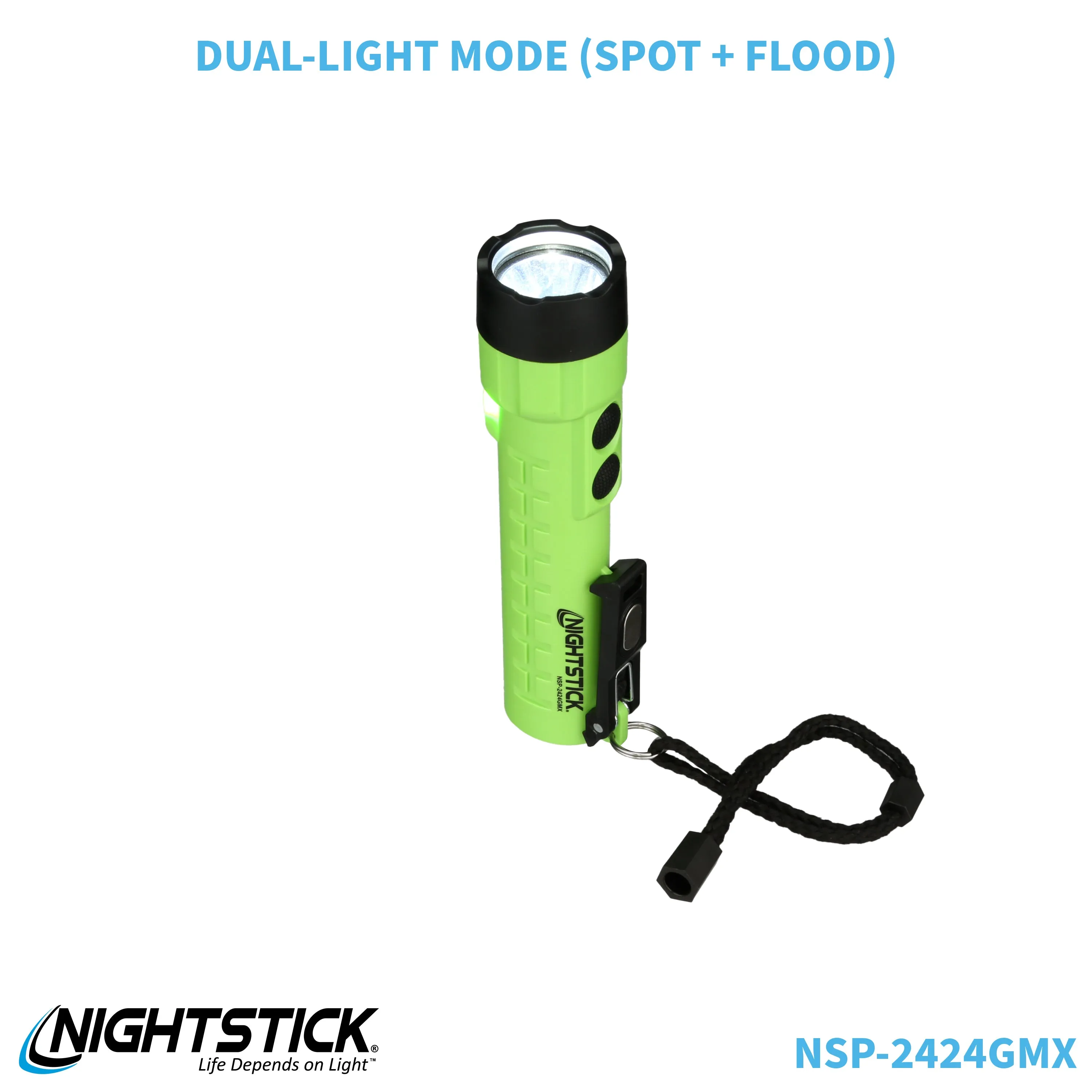 NSP-2424GMX: Dual-Light Flashlight w/Dual Magnets - 3 AA