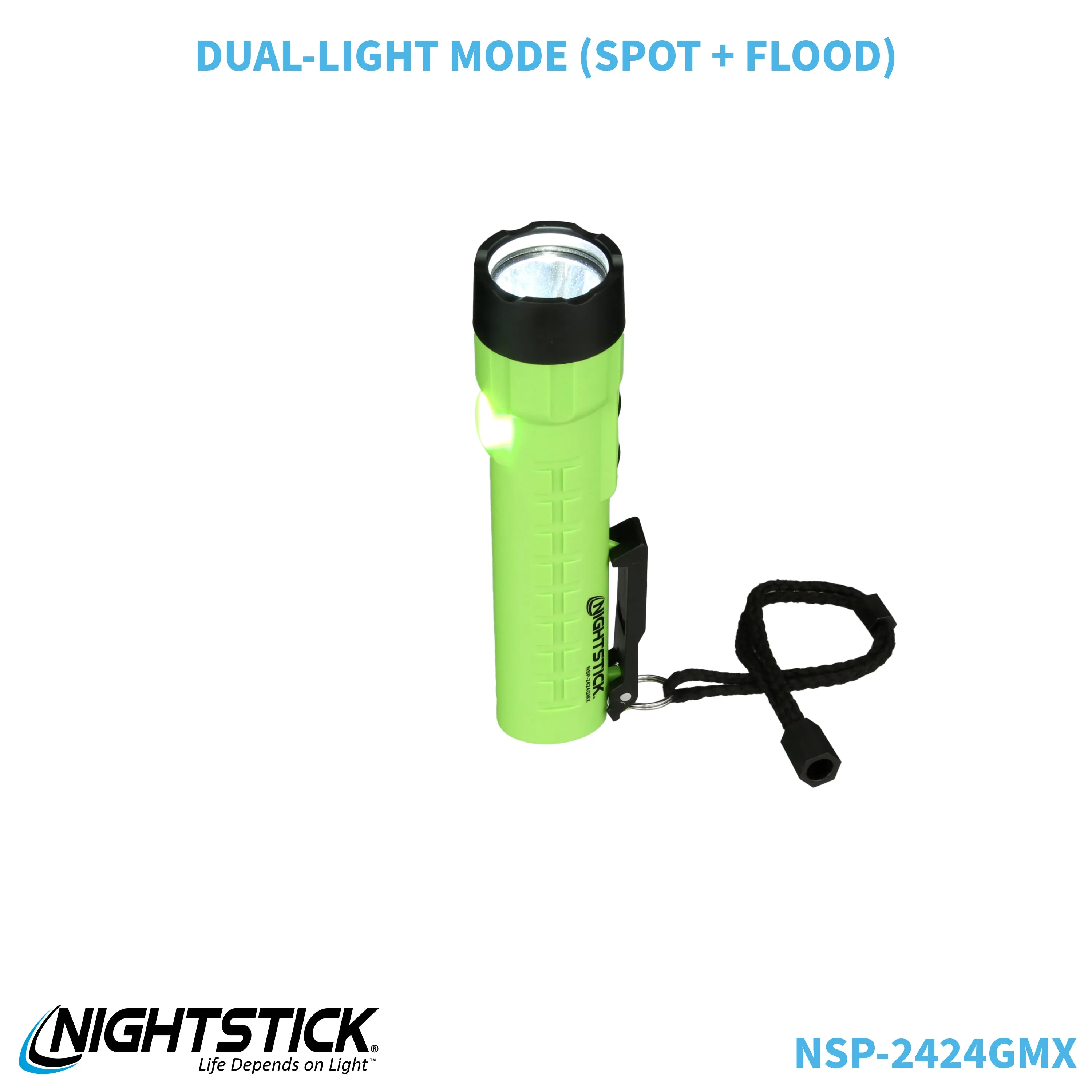 NSP-2424GMX: Dual-Light Flashlight w/Dual Magnets - 3 AA