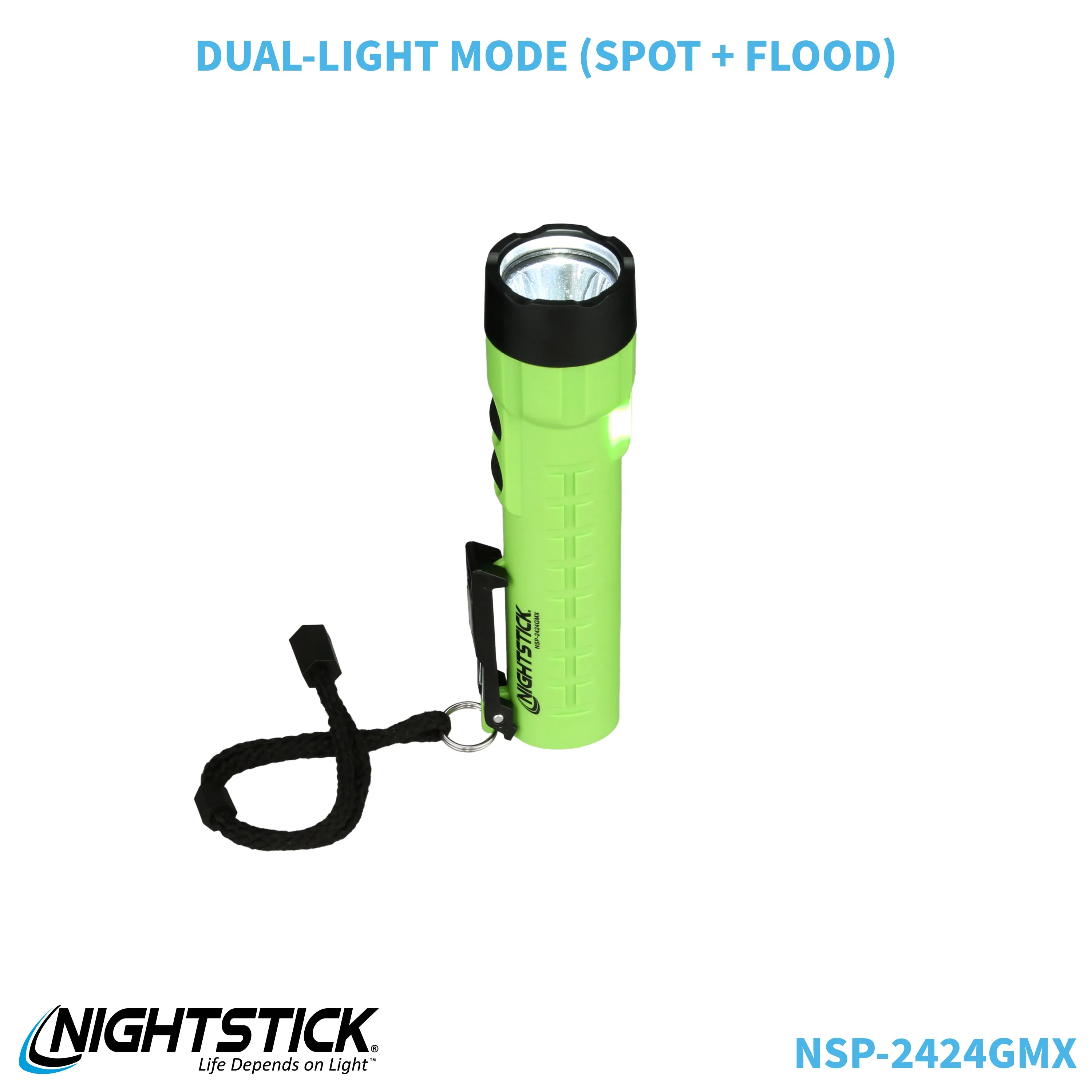 NSP-2424GMX: Dual-Light Flashlight w/Dual Magnets - 3 AA