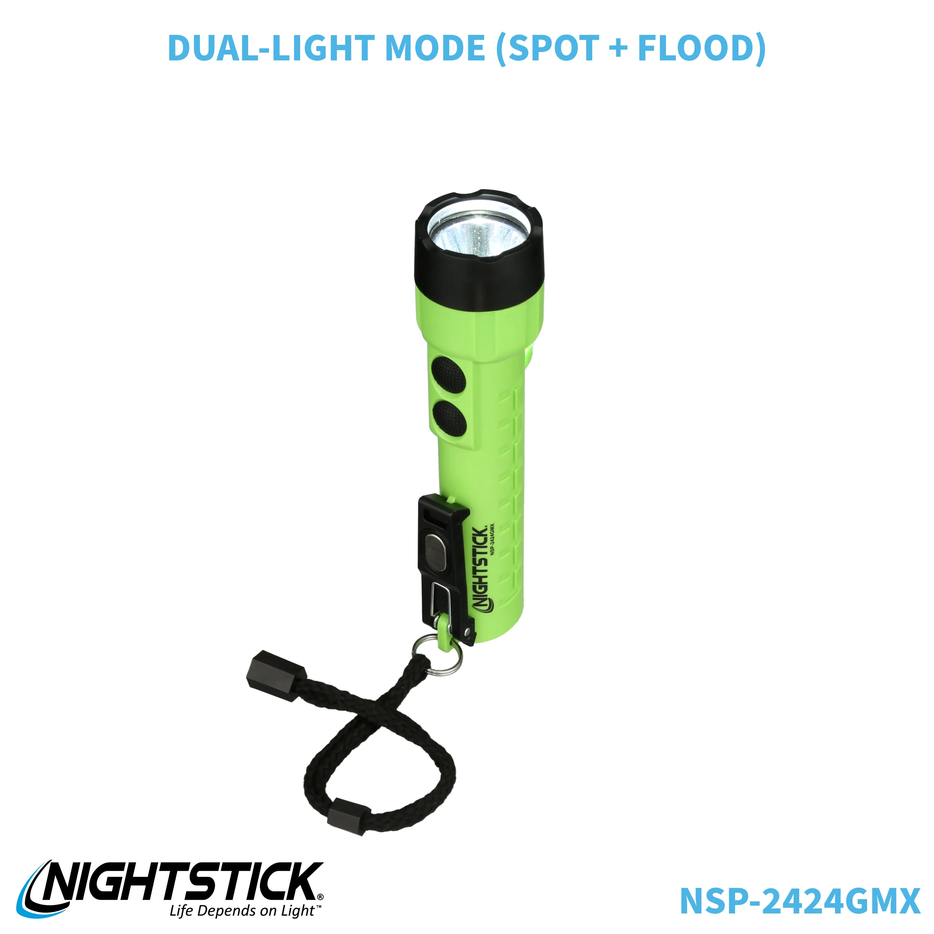 NSP-2424GMX: Dual-Light Flashlight w/Dual Magnets - 3 AA