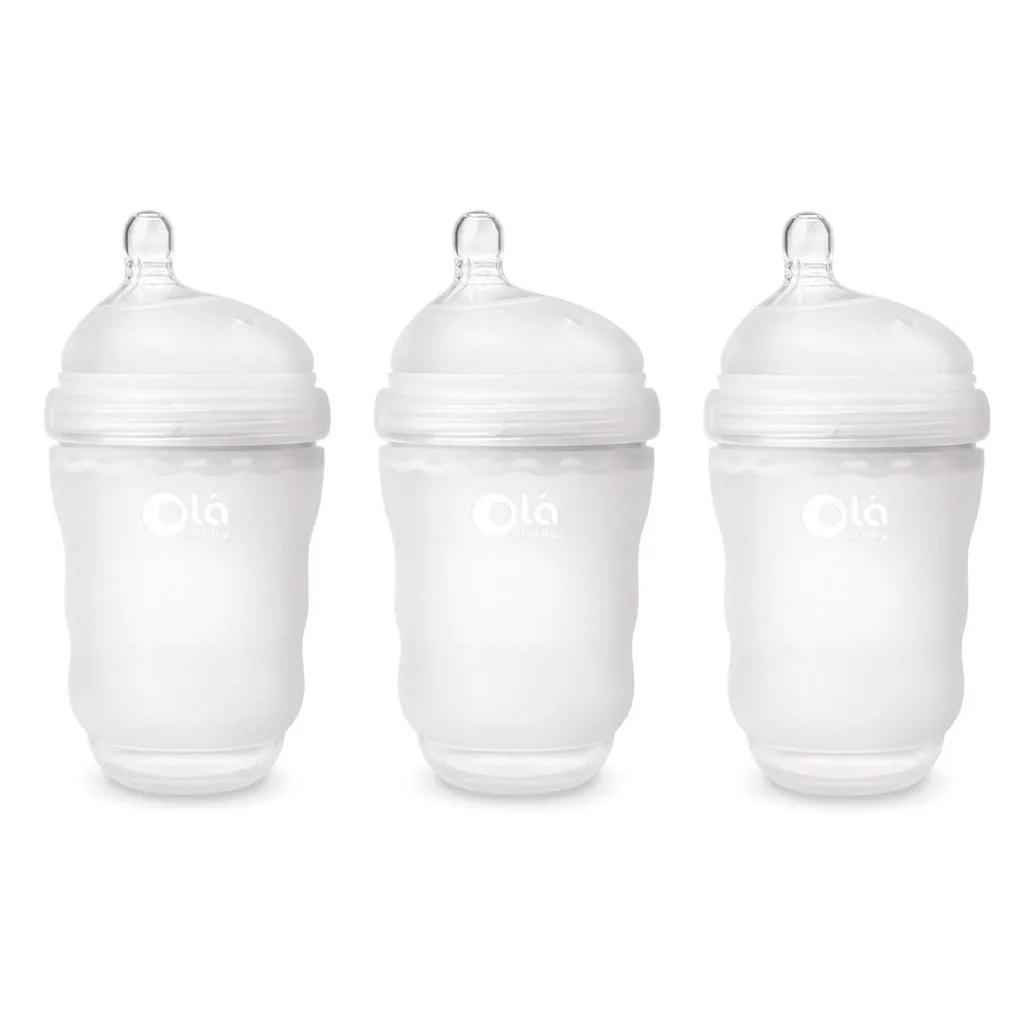 OlaBaby Silicone Gentle Bottle 240ml 3pk Frost