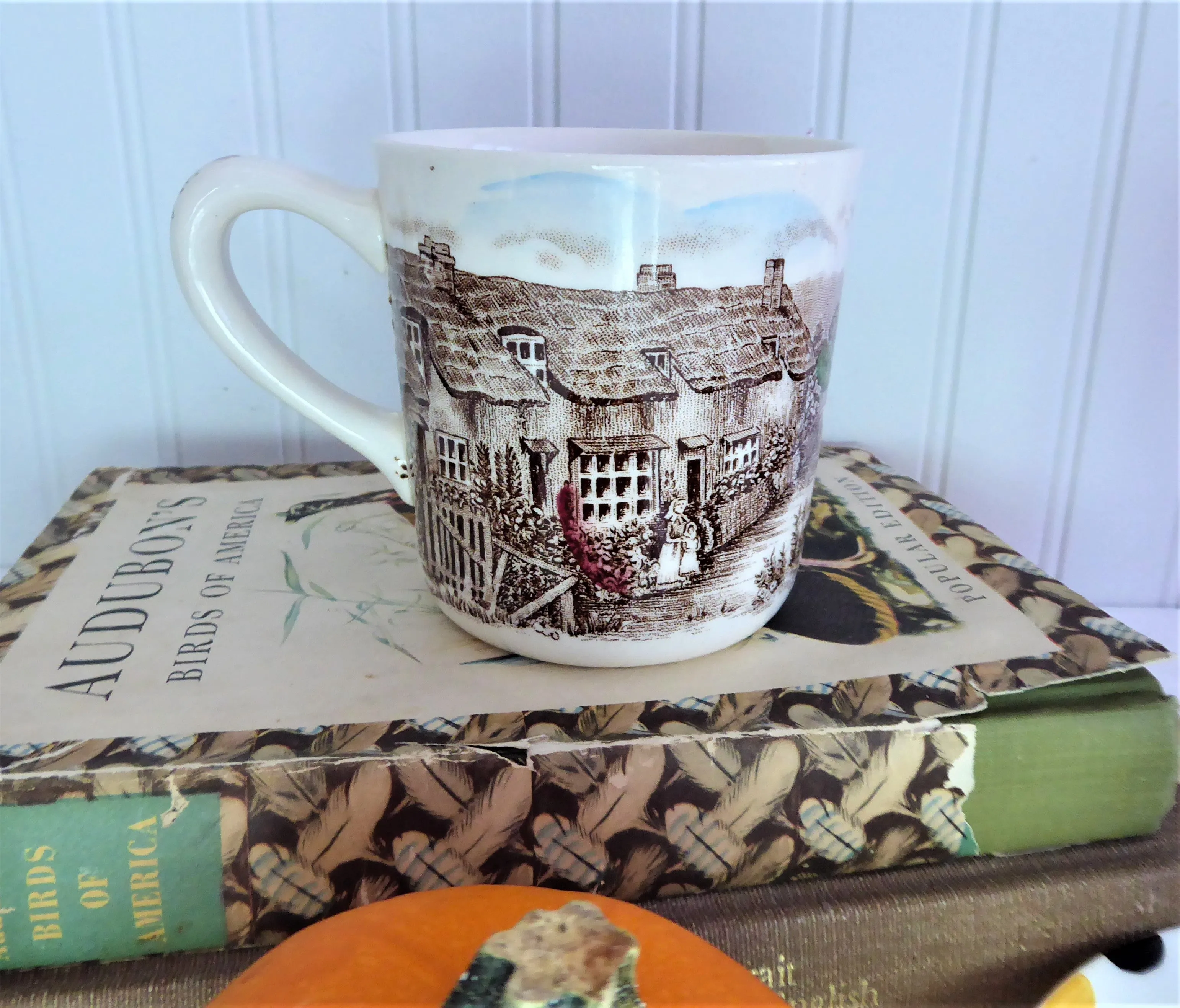 Olde English Countryside Mug Johnson Brothers Brown Transferware 8 Oz