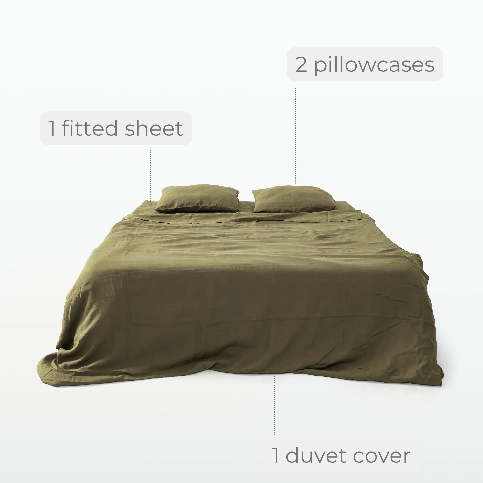 Olive Linen Bedding Set (4 pcs)