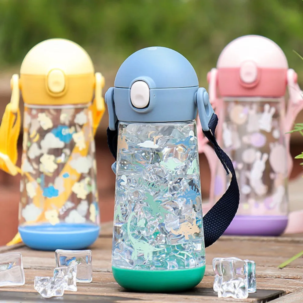 One Touch Shoulder Strap Tritan Water Bottle 470ml - Snow Rabbit