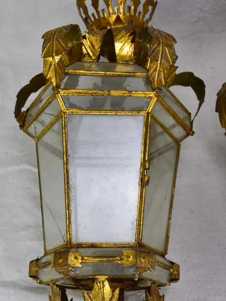 Pair of antique Spanish lanterns - brass 22¾"