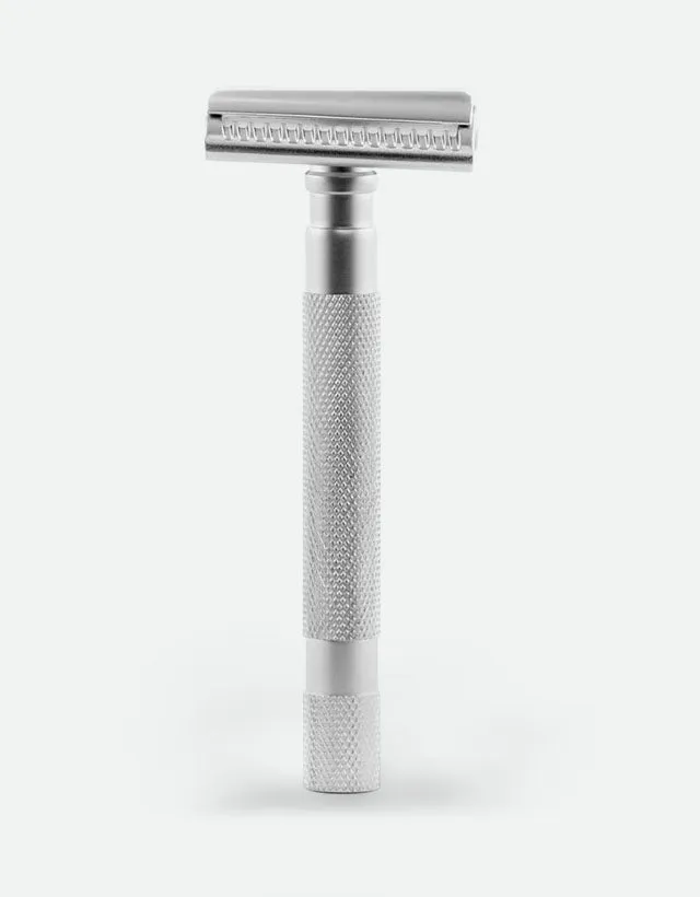 Parker - 55SL-SC Safety Razor, 3 piece, Semi-Slant, Satin Chrome Finish Handle