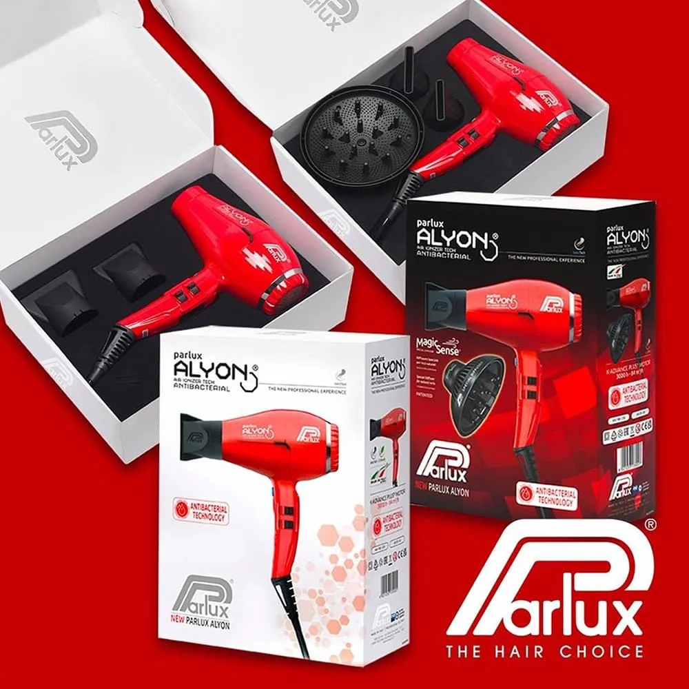 Parlux Alyon Air Ionizer Dryer - Red 2250W With Diffuser Pack