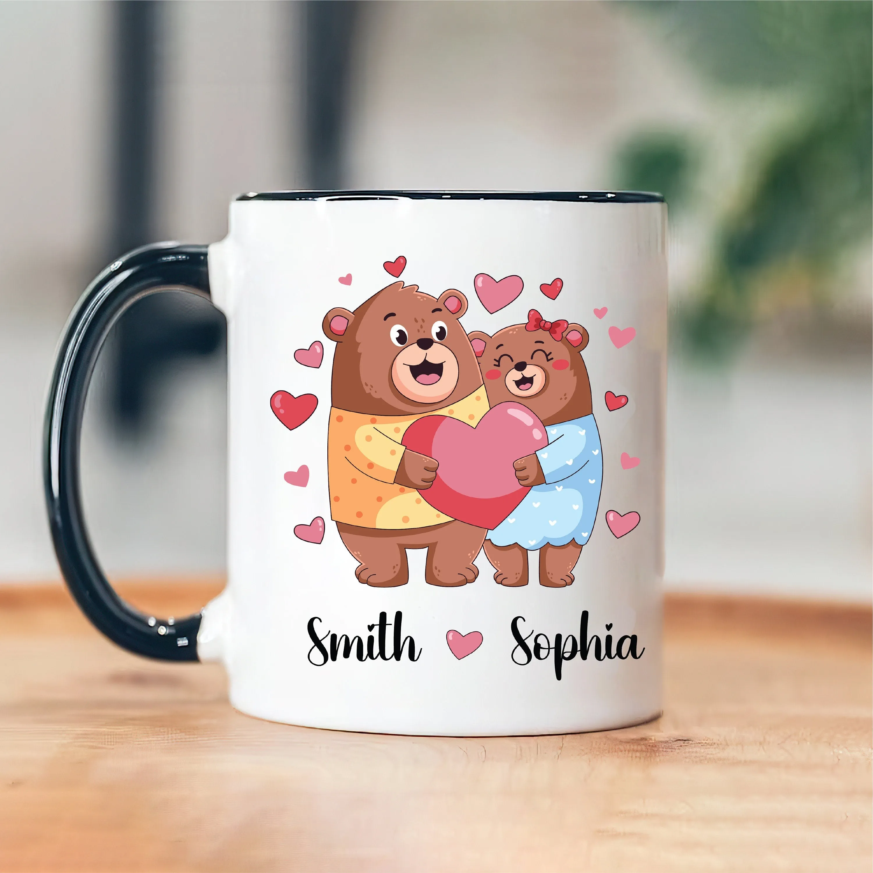 Personalized Cute Bear Valentines Mug - Custom Name Coffee Mug | Funny Valentine Gift| Gift For Him, Gift For Her, Gift For Couples