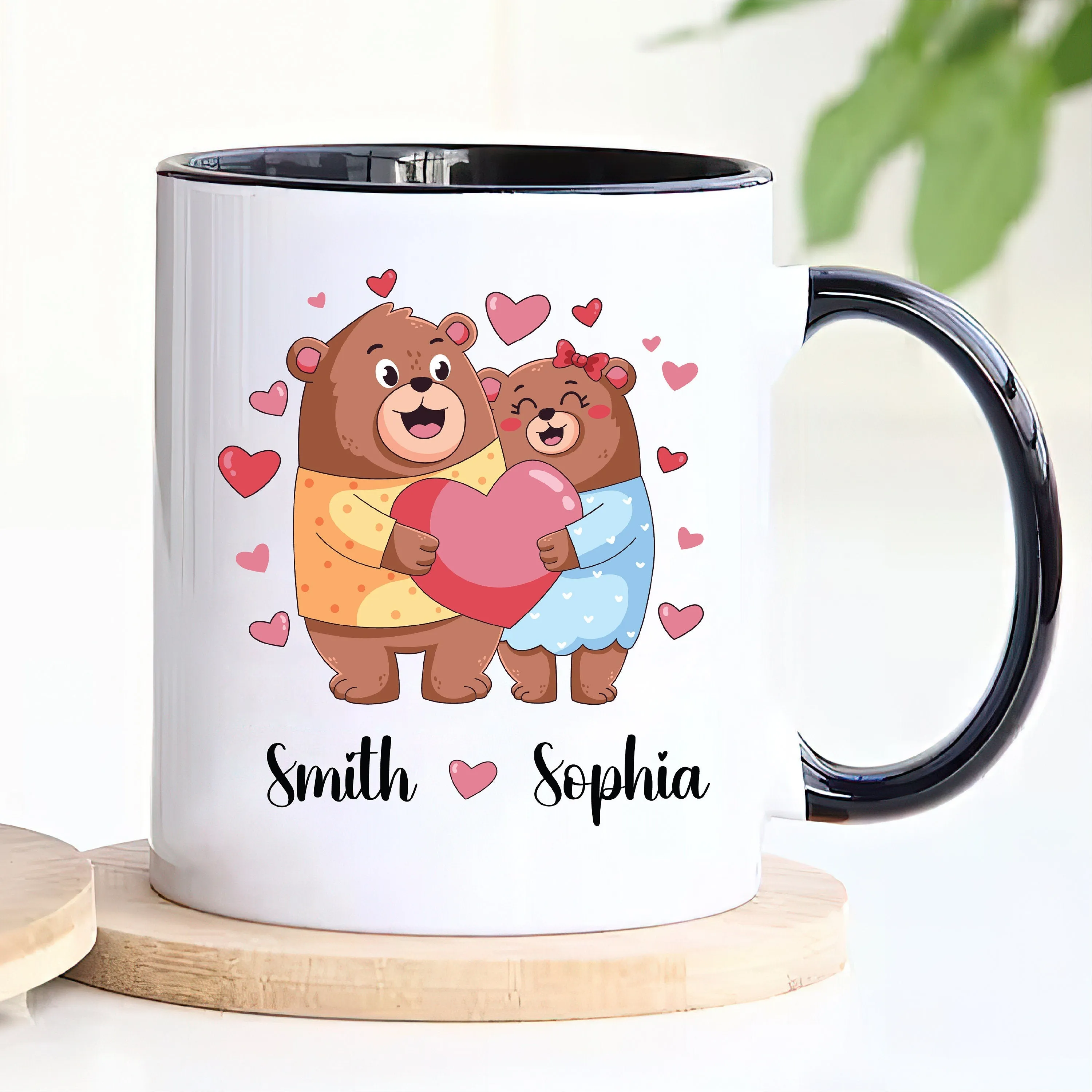 Personalized Cute Bear Valentines Mug - Custom Name Coffee Mug | Funny Valentine Gift| Gift For Him, Gift For Her, Gift For Couples