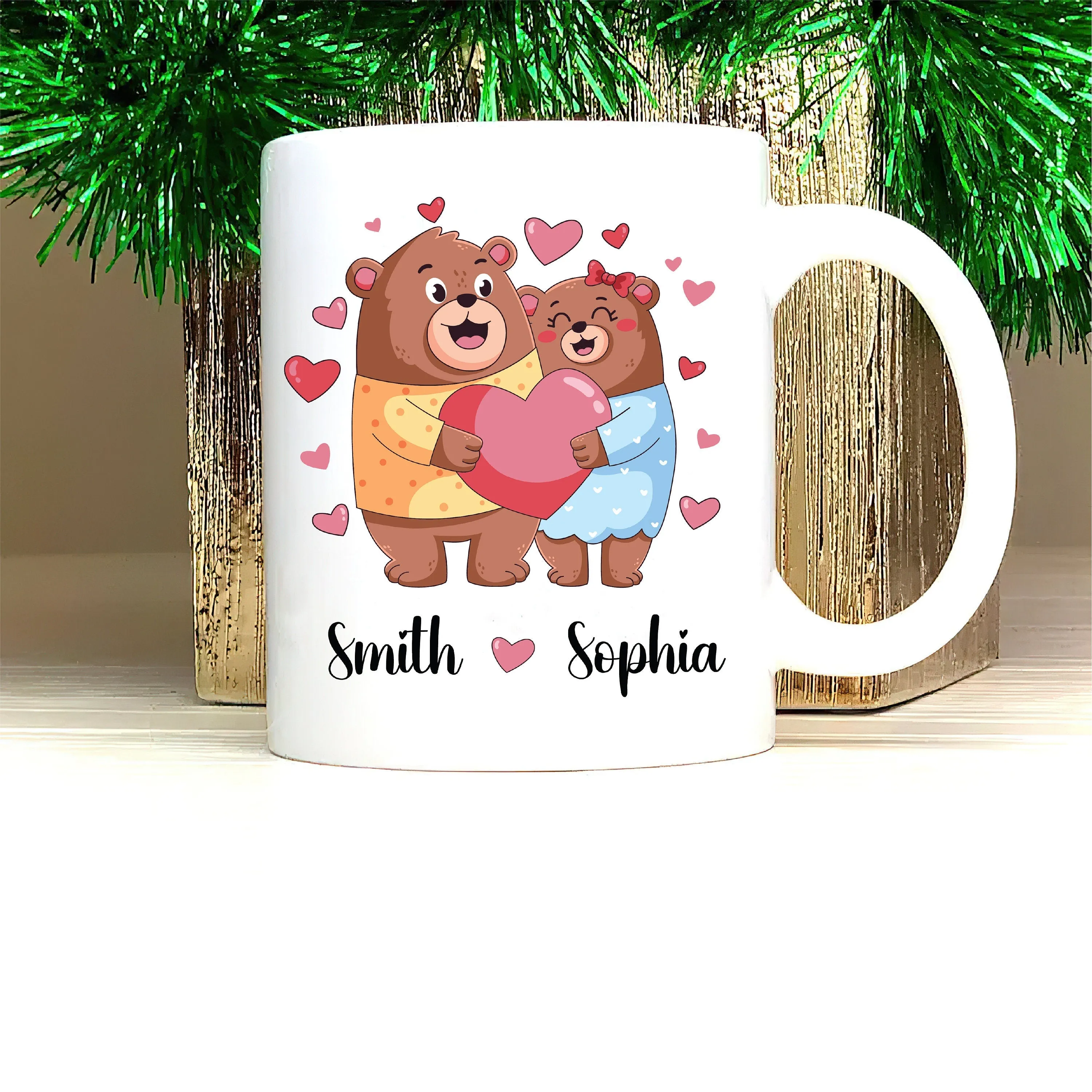 Personalized Cute Bear Valentines Mug - Custom Name Coffee Mug | Funny Valentine Gift| Gift For Him, Gift For Her, Gift For Couples