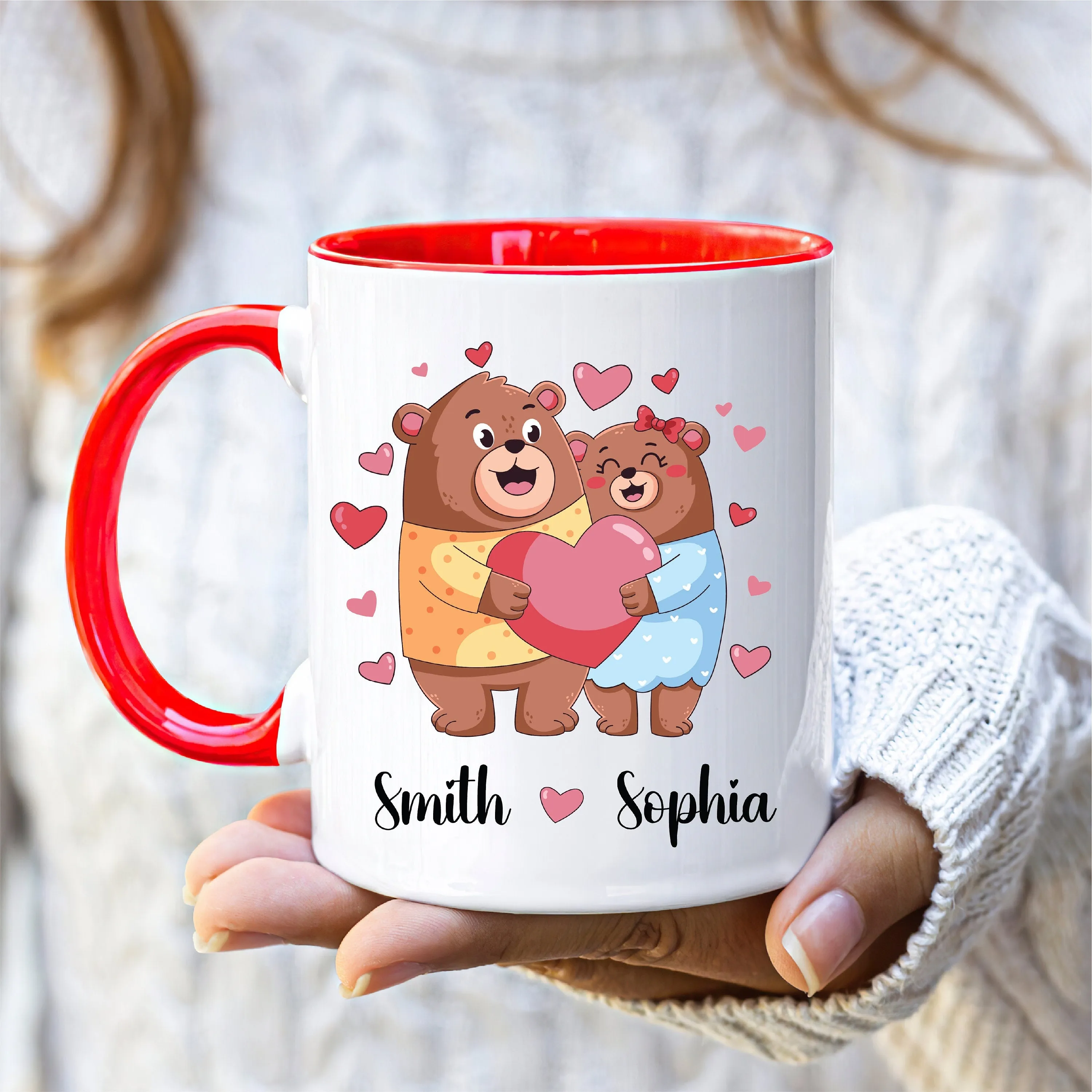 Personalized Cute Bear Valentines Mug - Custom Name Coffee Mug | Funny Valentine Gift| Gift For Him, Gift For Her, Gift For Couples