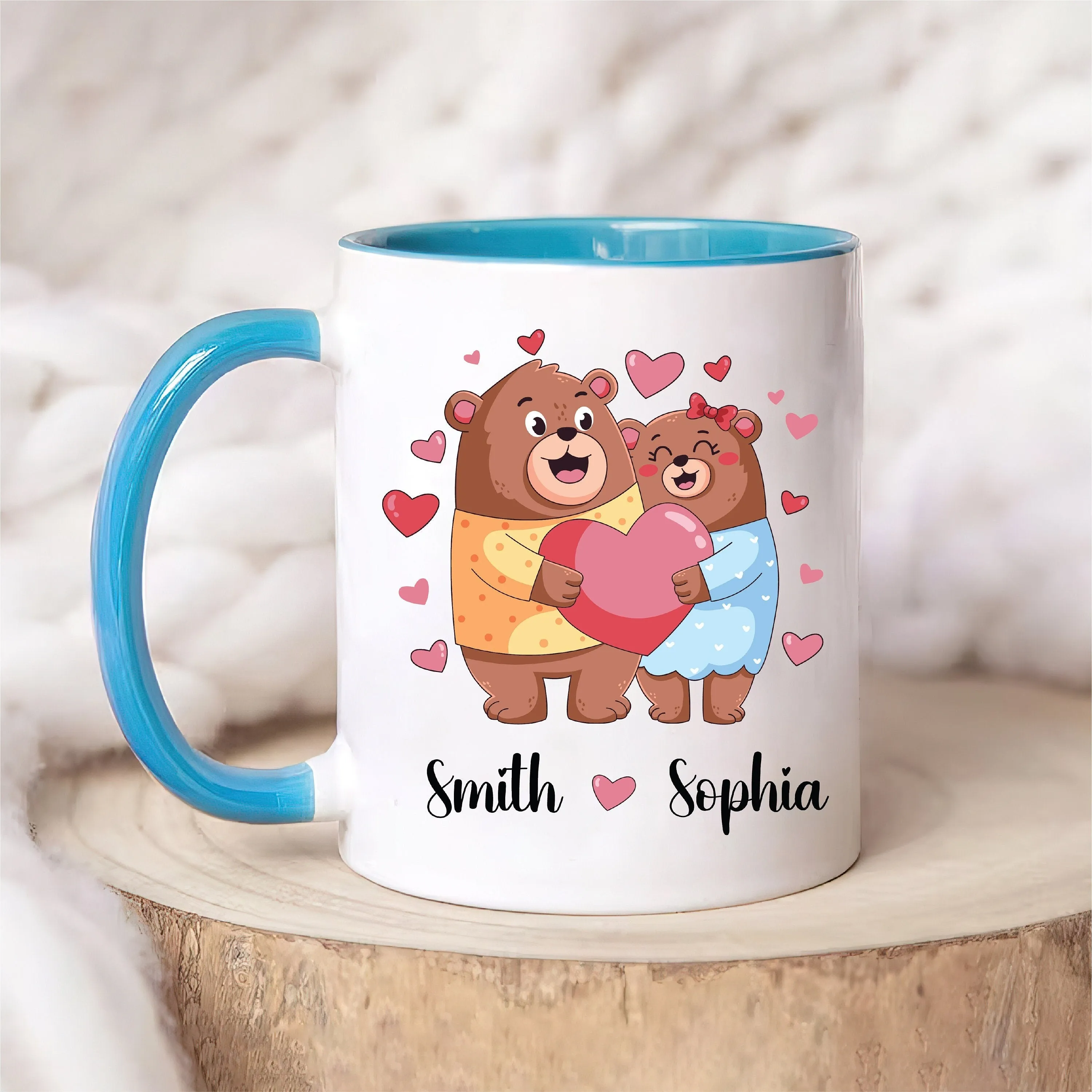 Personalized Cute Bear Valentines Mug - Custom Name Coffee Mug | Funny Valentine Gift| Gift For Him, Gift For Her, Gift For Couples