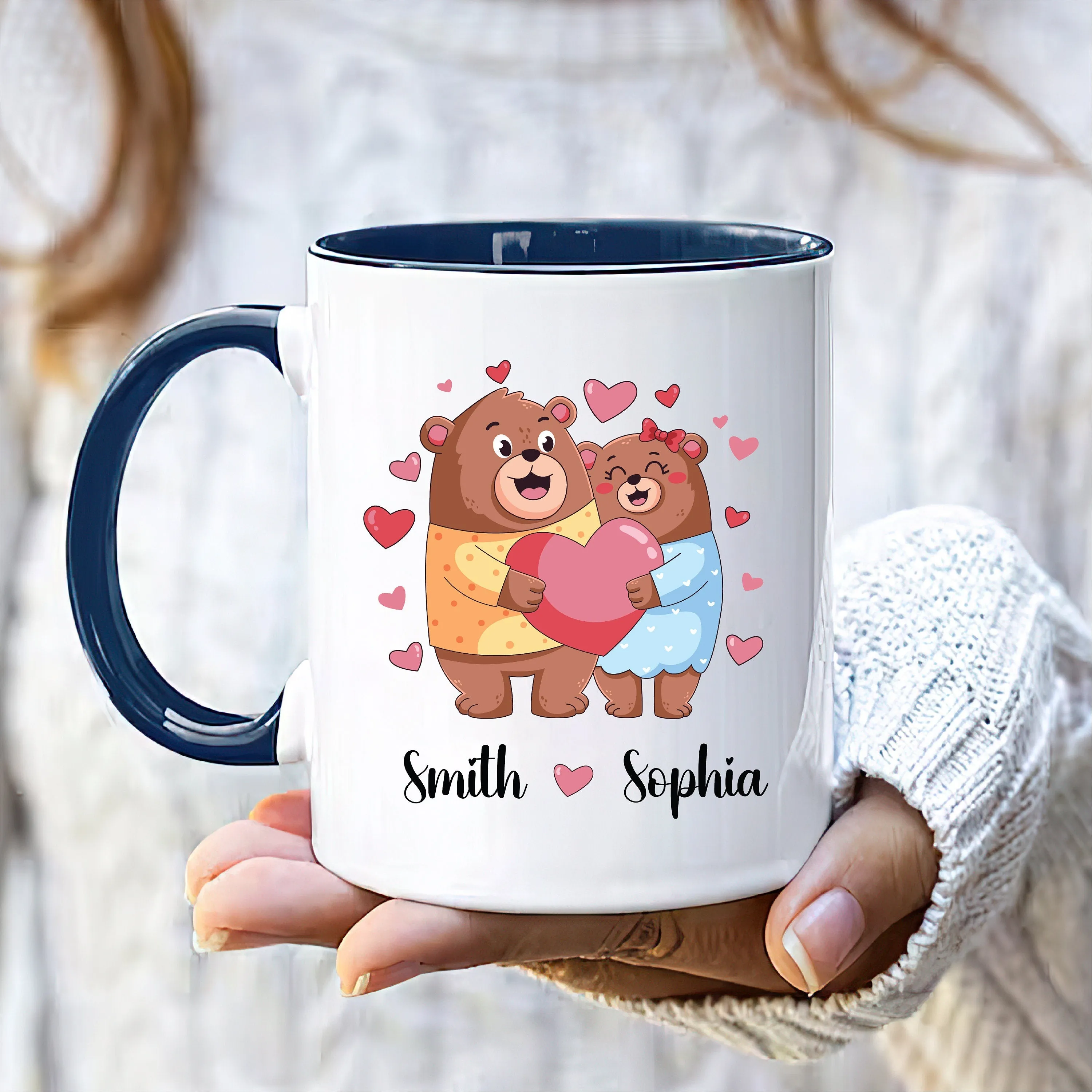 Personalized Cute Bear Valentines Mug - Custom Name Coffee Mug | Funny Valentine Gift| Gift For Him, Gift For Her, Gift For Couples