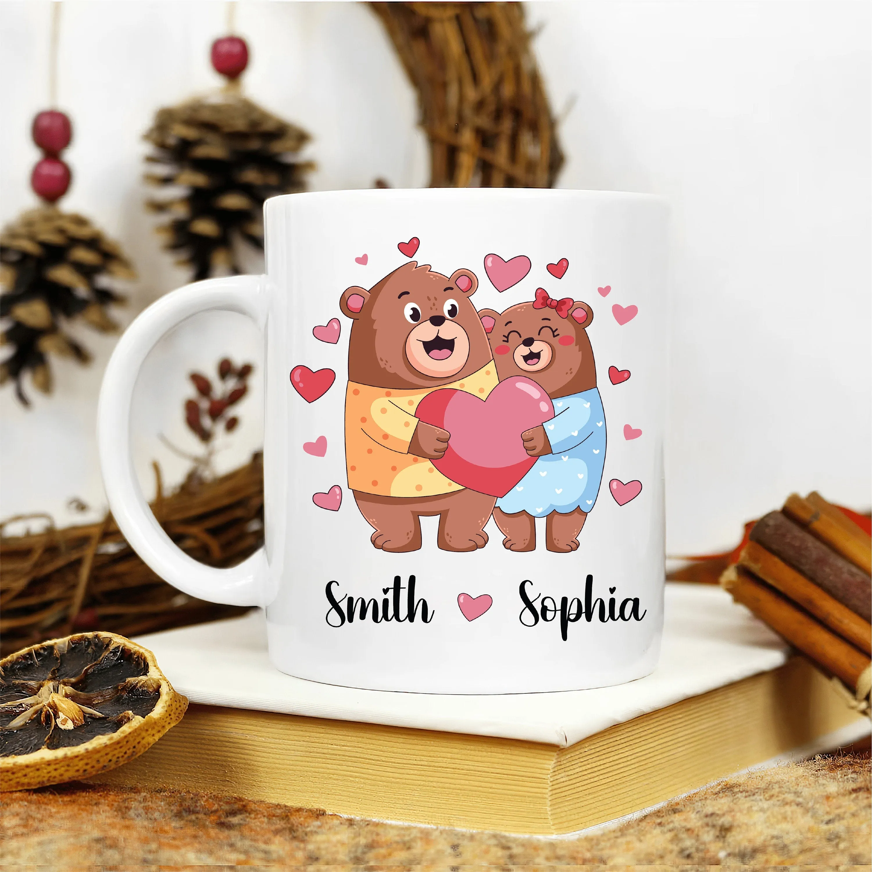 Personalized Cute Bear Valentines Mug - Custom Name Coffee Mug | Funny Valentine Gift| Gift For Him, Gift For Her, Gift For Couples