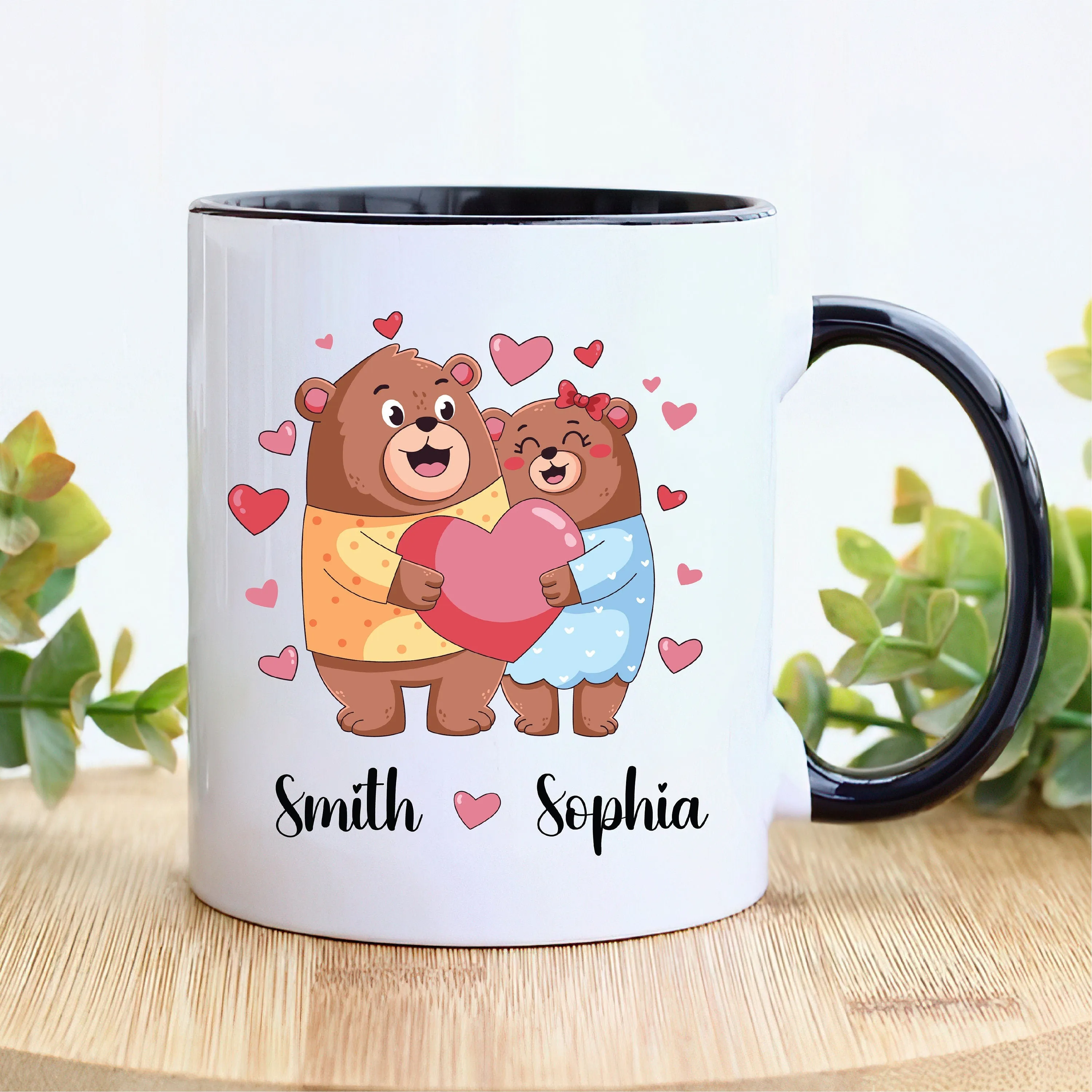 Personalized Cute Bear Valentines Mug - Custom Name Coffee Mug | Funny Valentine Gift| Gift For Him, Gift For Her, Gift For Couples