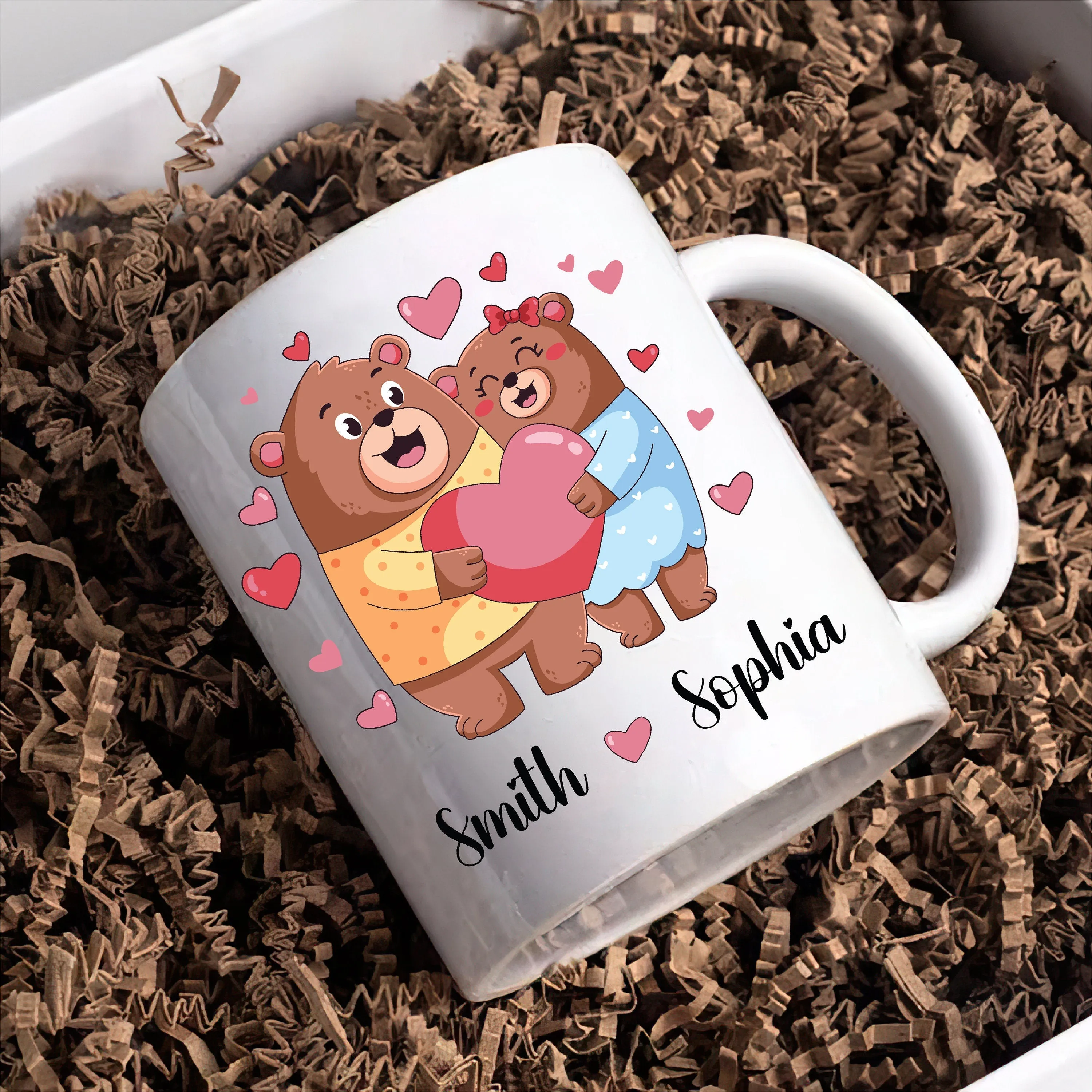 Personalized Cute Bear Valentines Mug - Custom Name Coffee Mug | Funny Valentine Gift| Gift For Him, Gift For Her, Gift For Couples