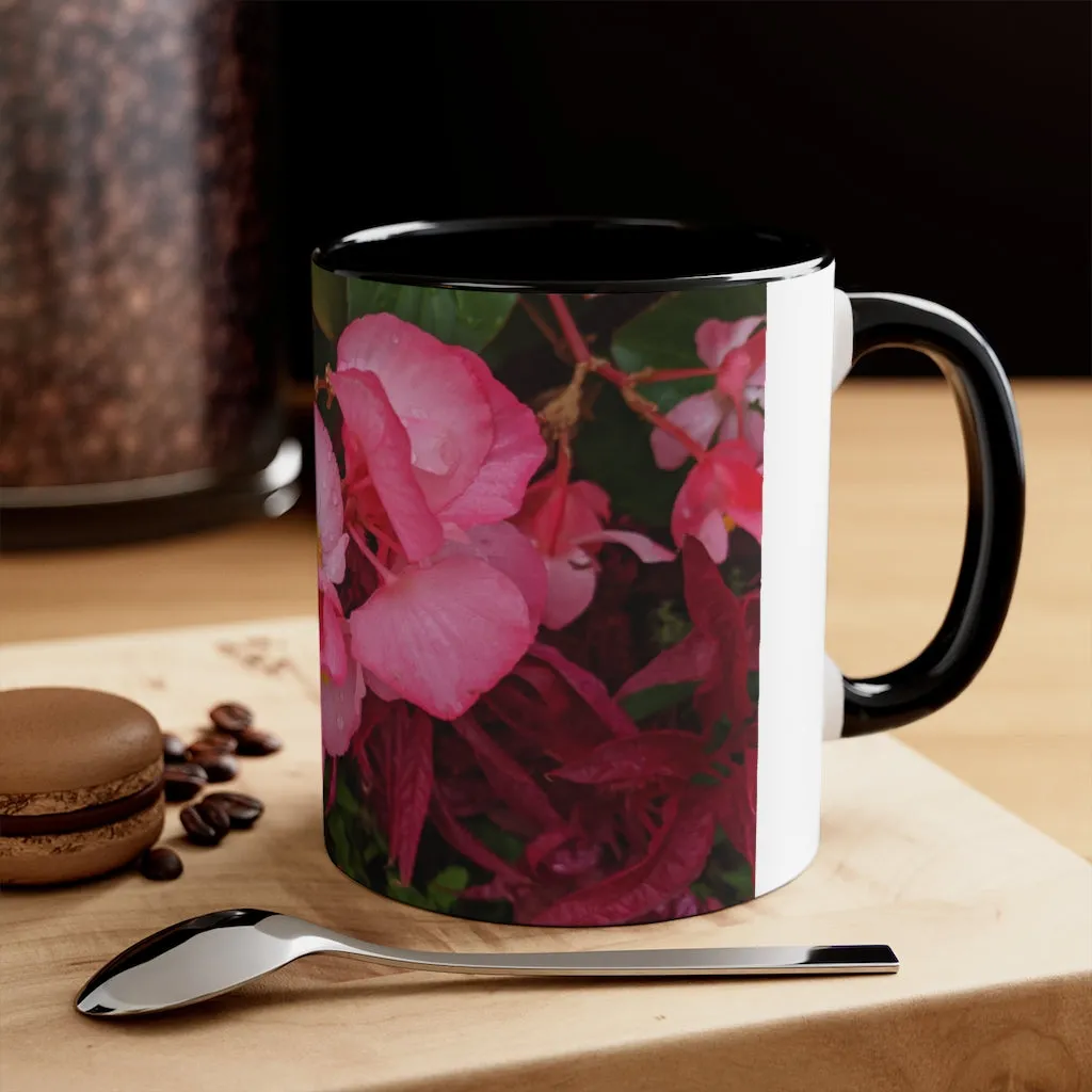 Pink Flowers Accent Coffee Mug, 11oz