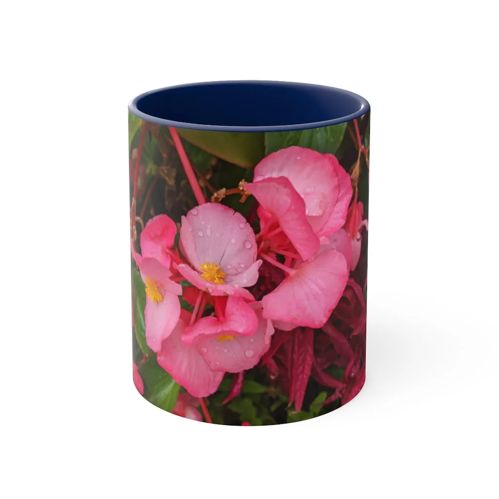 Pink Flowers Accent Coffee Mug, 11oz