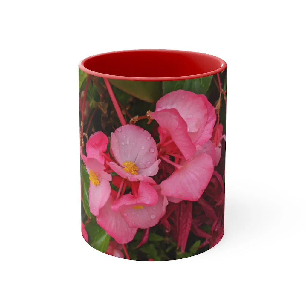 Pink Flowers Accent Coffee Mug, 11oz