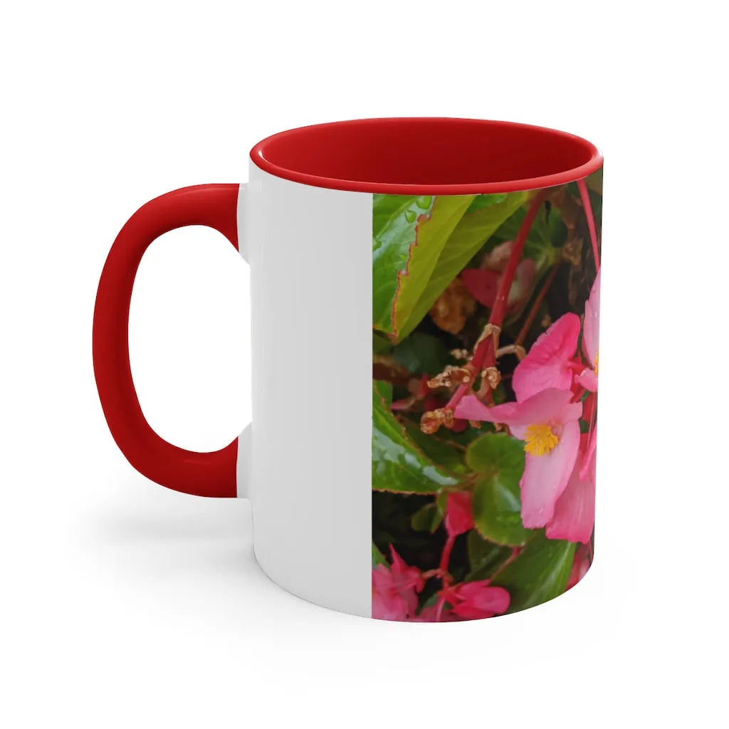 Pink Flowers Accent Coffee Mug, 11oz